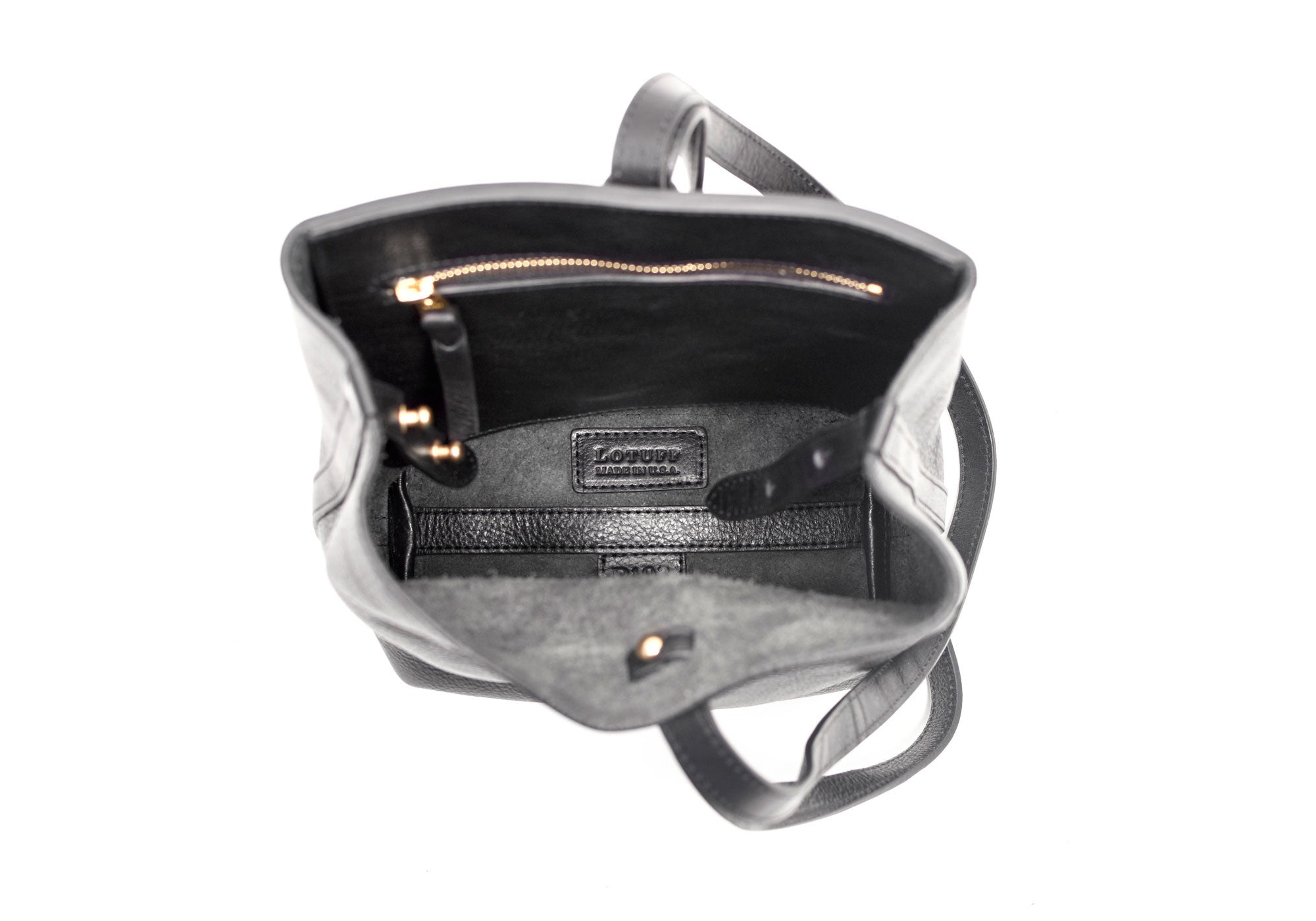 Inner Leather View of The Mini Sling Backpack Black