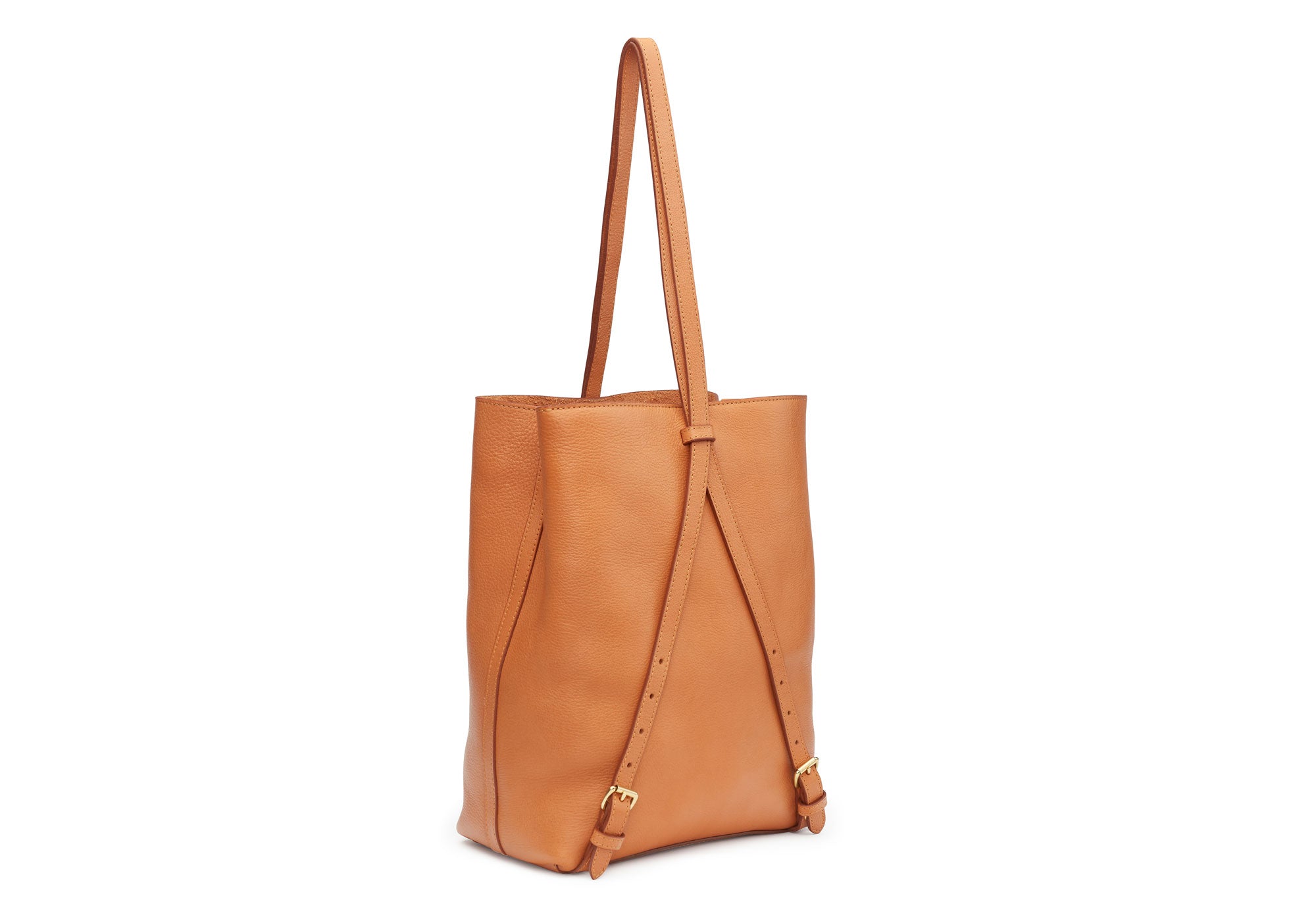 Webbing and Bridle Leather Shoulder Bag Strap Chestnut & Natural Webbing & Brass