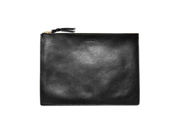 Front Leather View of No. 8 Pouch Black