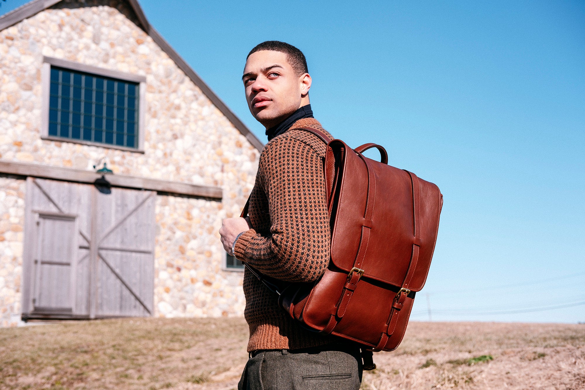 Leather backpack