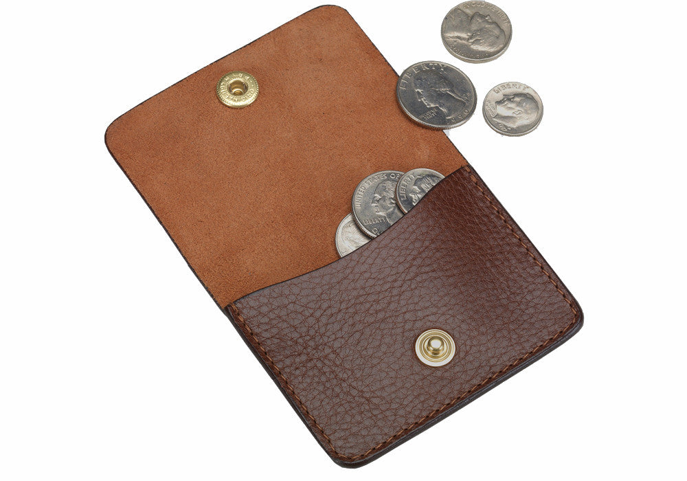 Open View of Leather Coin Wallet Chestnut