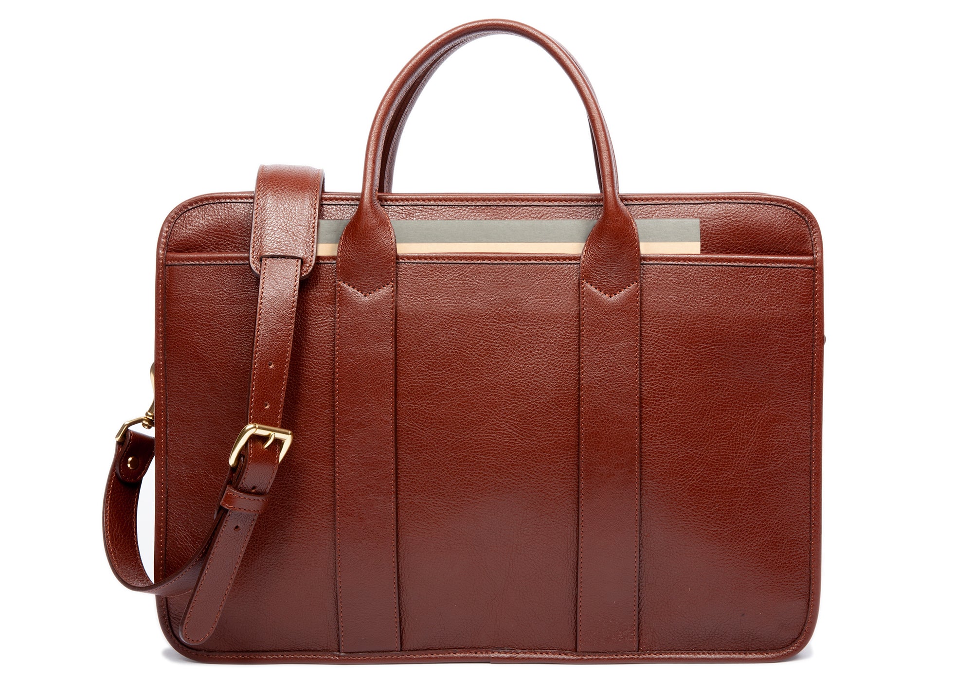 Leather Zip-Top Briefcase Handmade Leather Briefcase