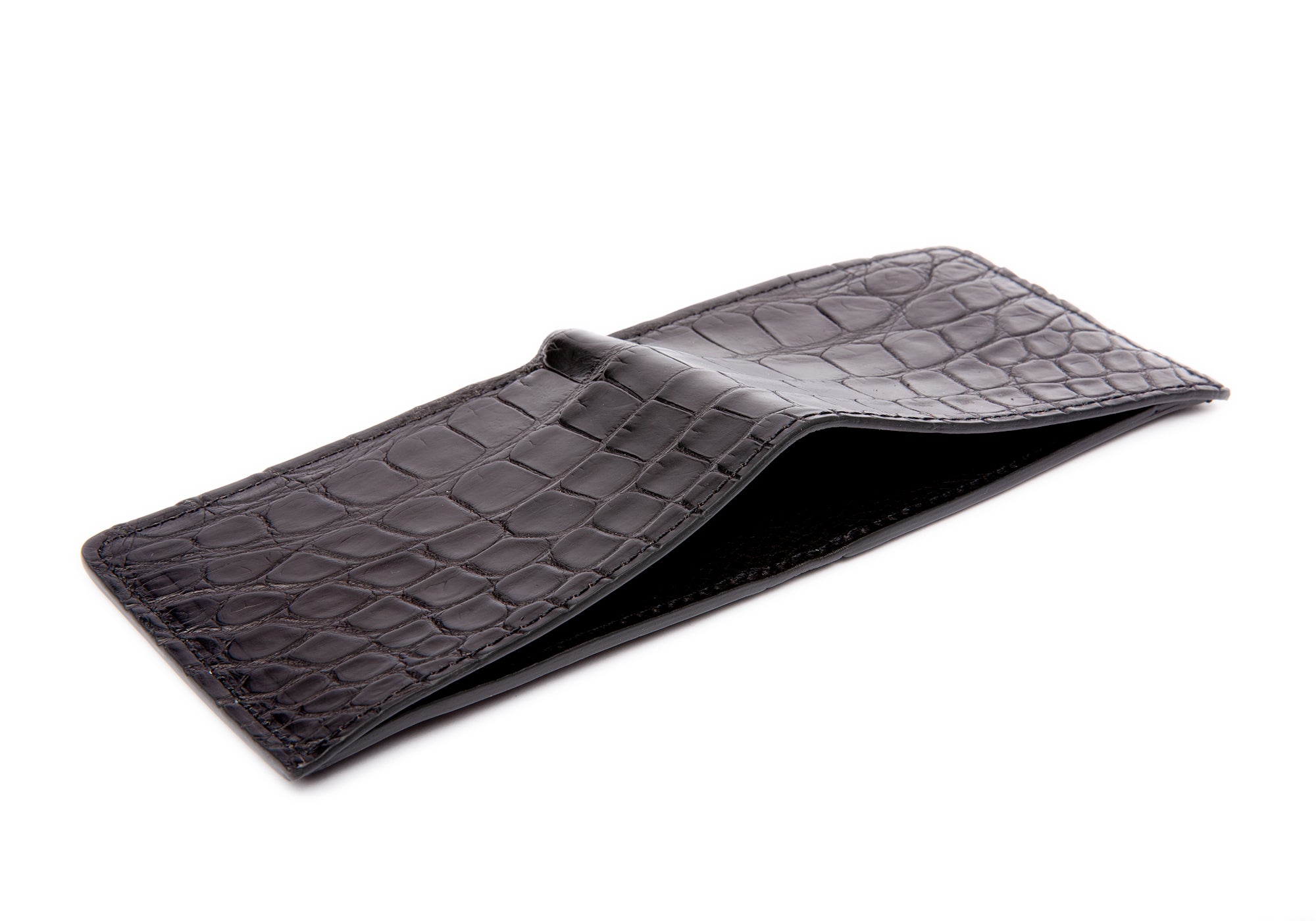 Black Vegan Alligator Leather .38 Bullet Bifold Wallet