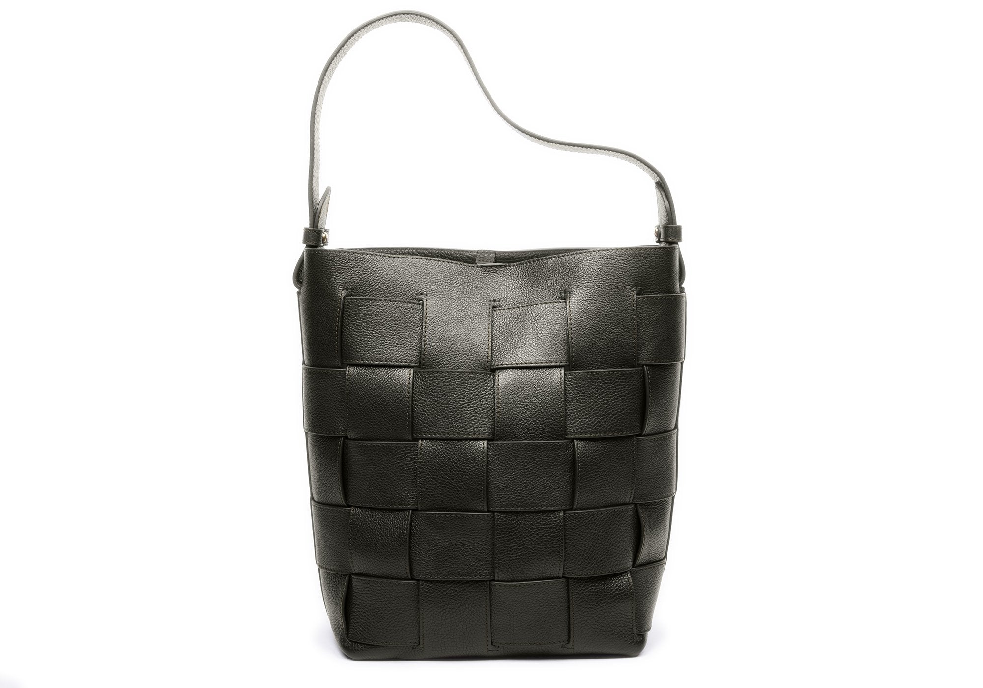 Leather bucket bag- Grey