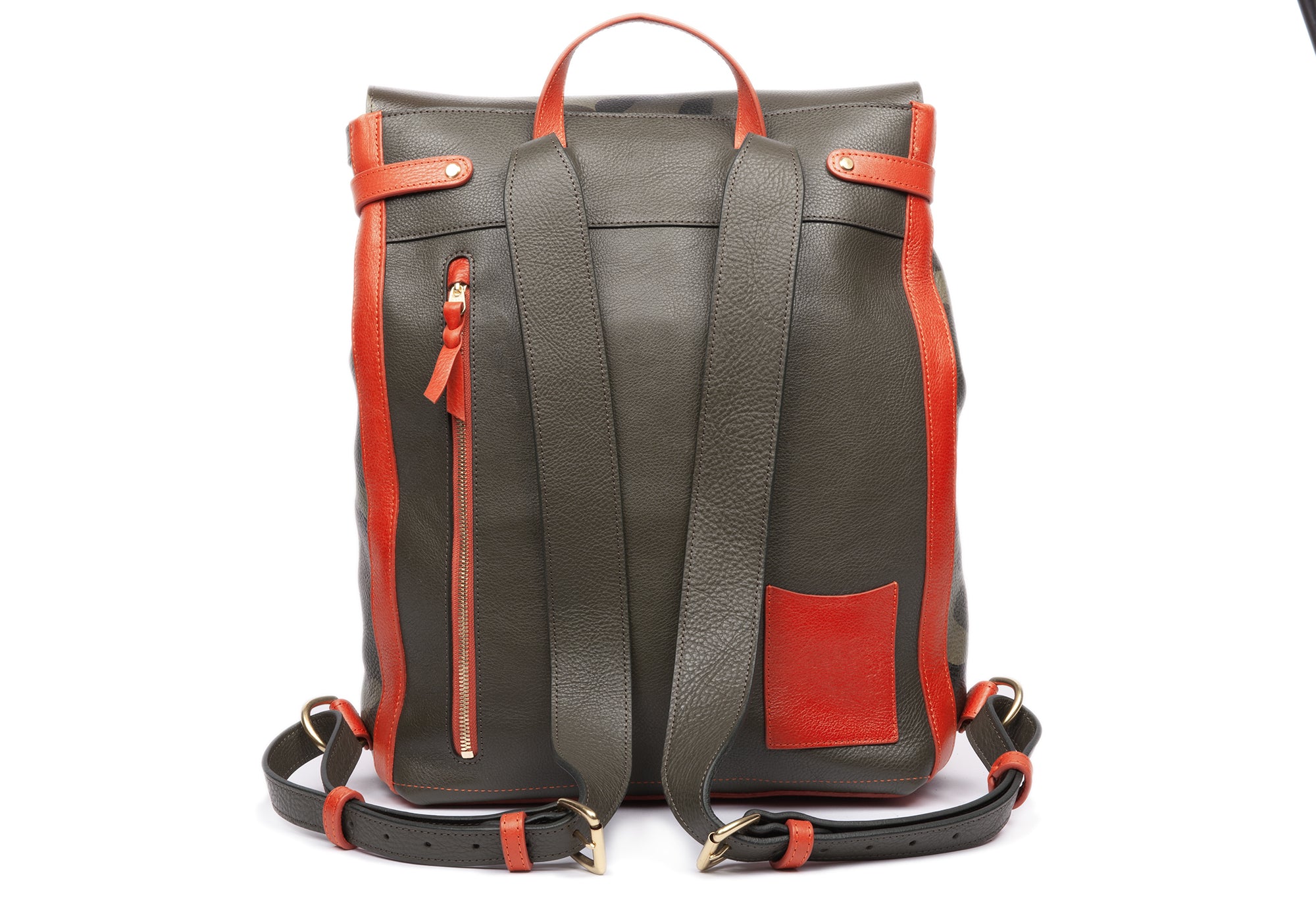 The Handpainted Leather Knapsack Olive