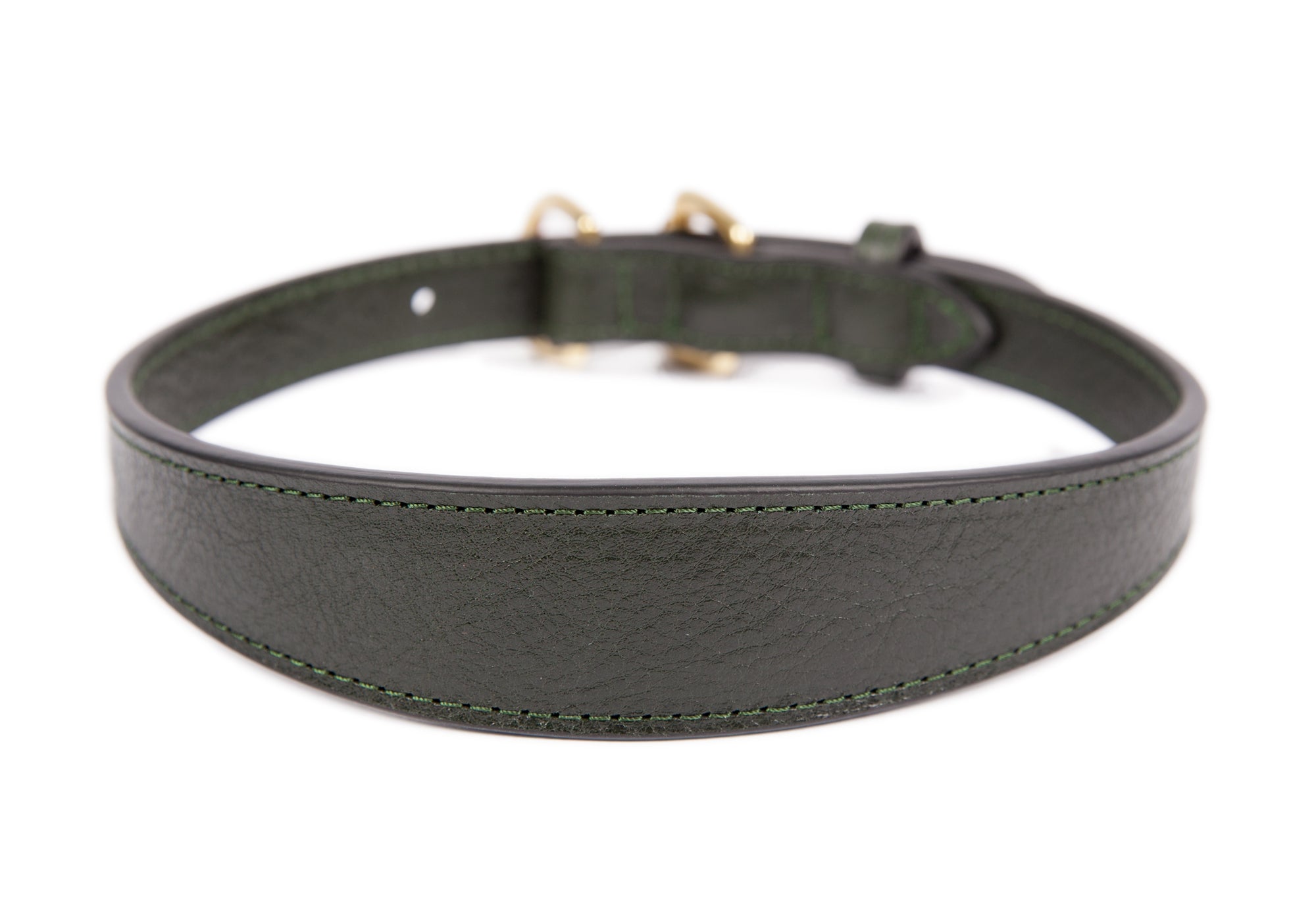 Large Leather Dog Collar Green