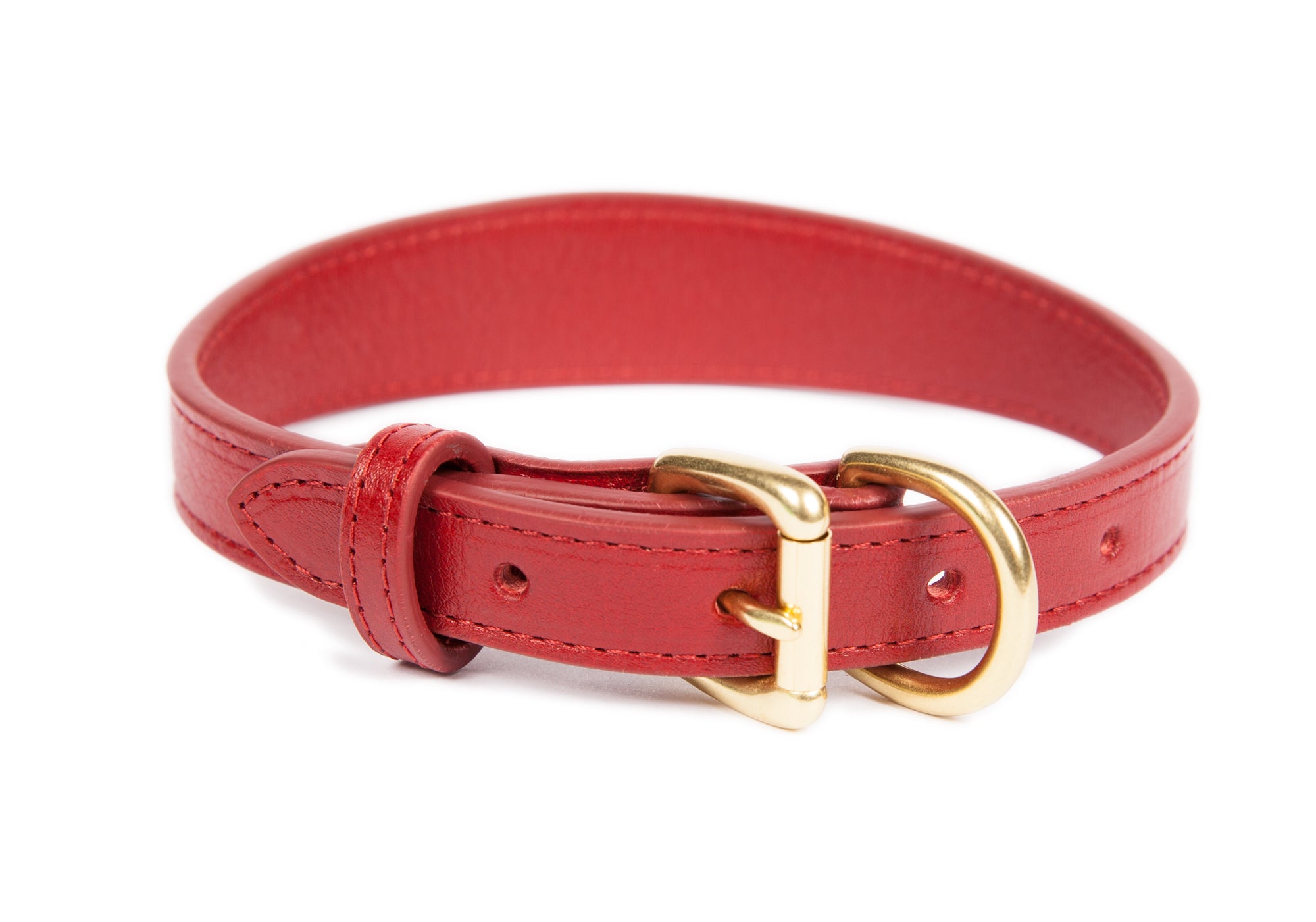 Large Leather Dog Collar Red