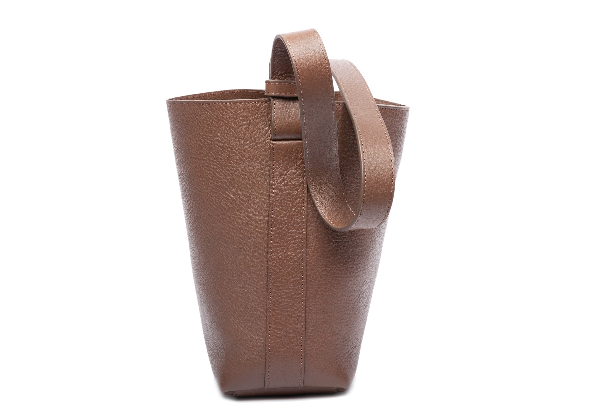 Mini Leather Bucket Shoulder Bag Clay