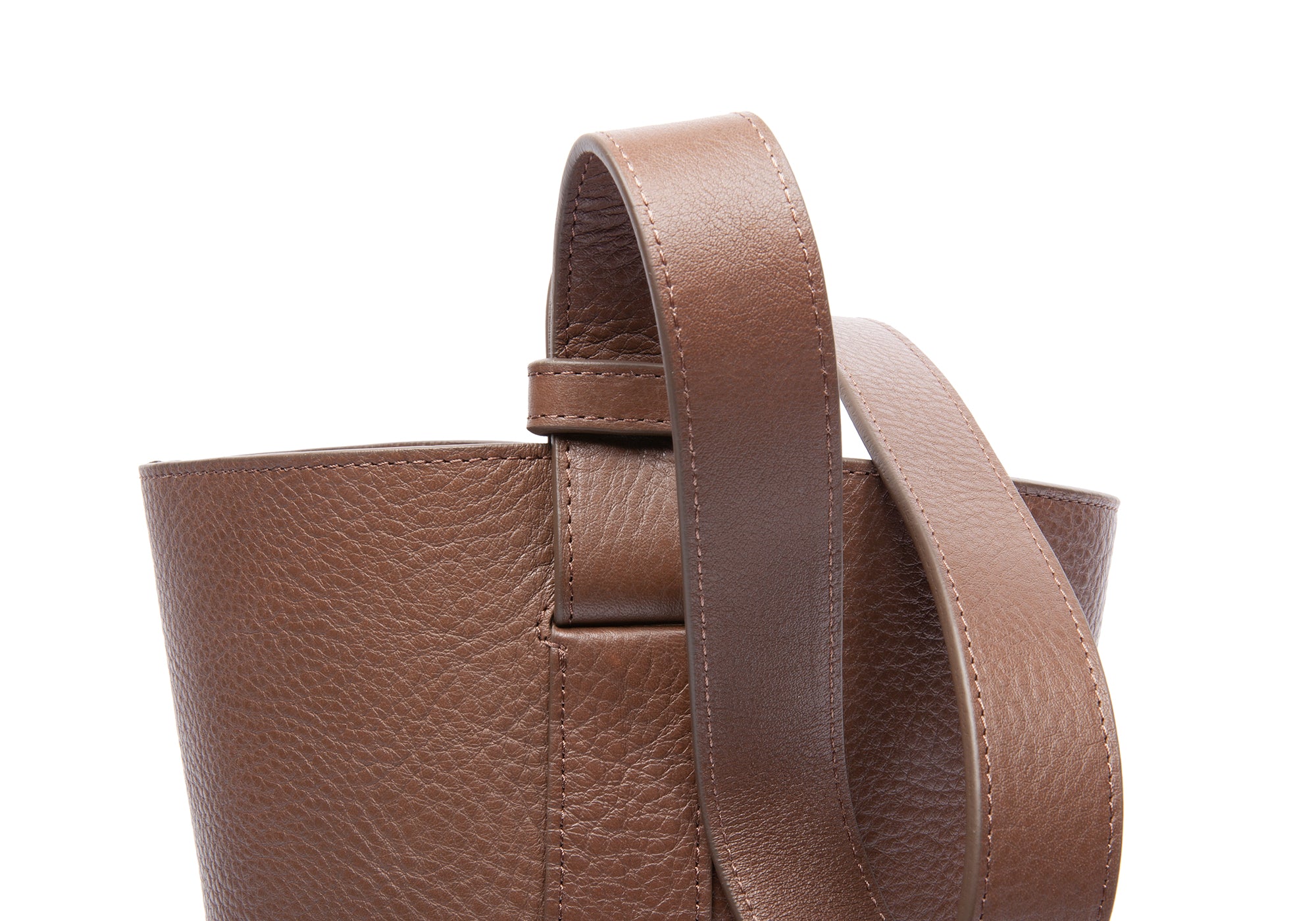 Mini Leather Bucket Shoulder Bag Clay
