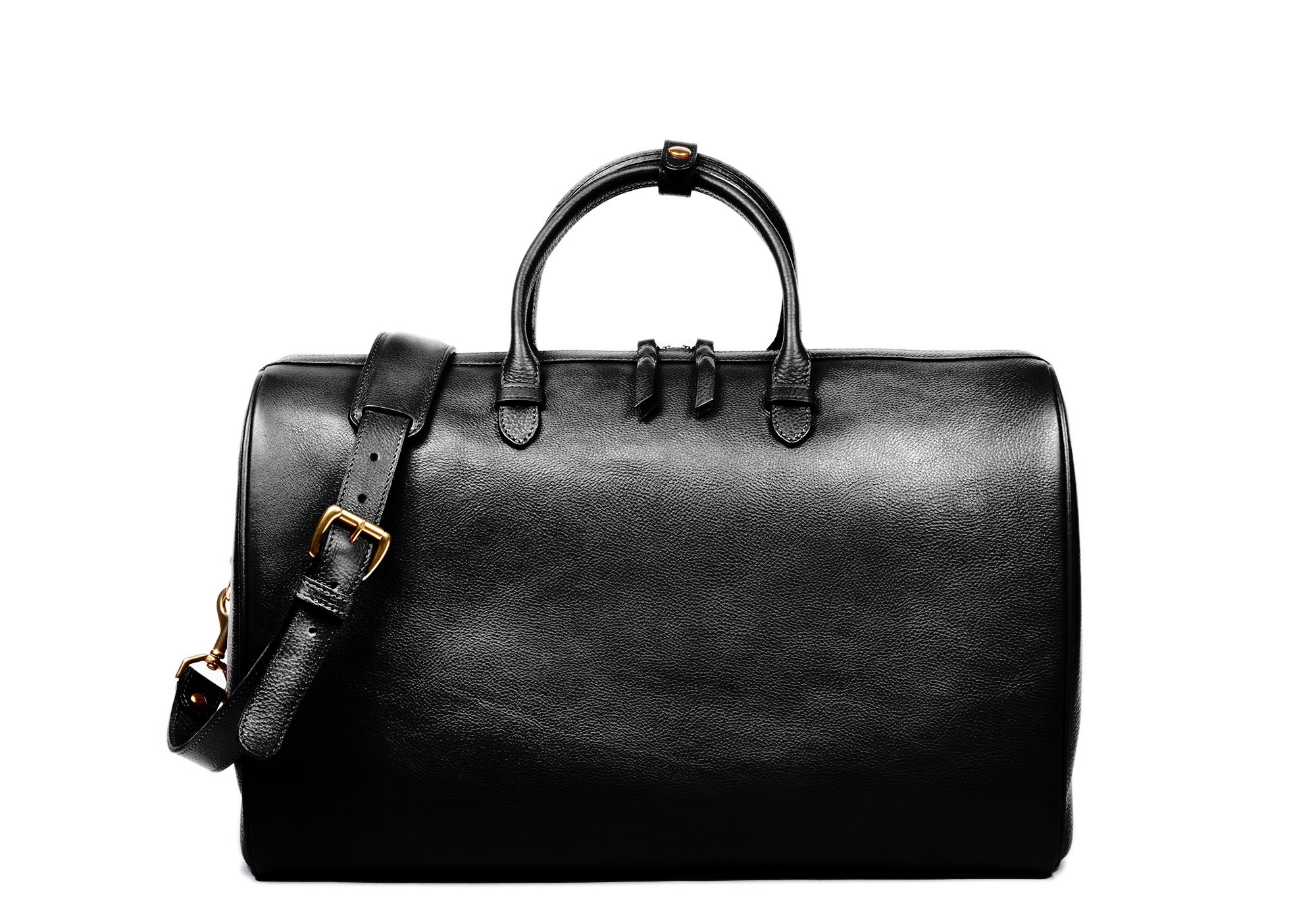 Front Leather View of No. 10 Weekender Bag Black
