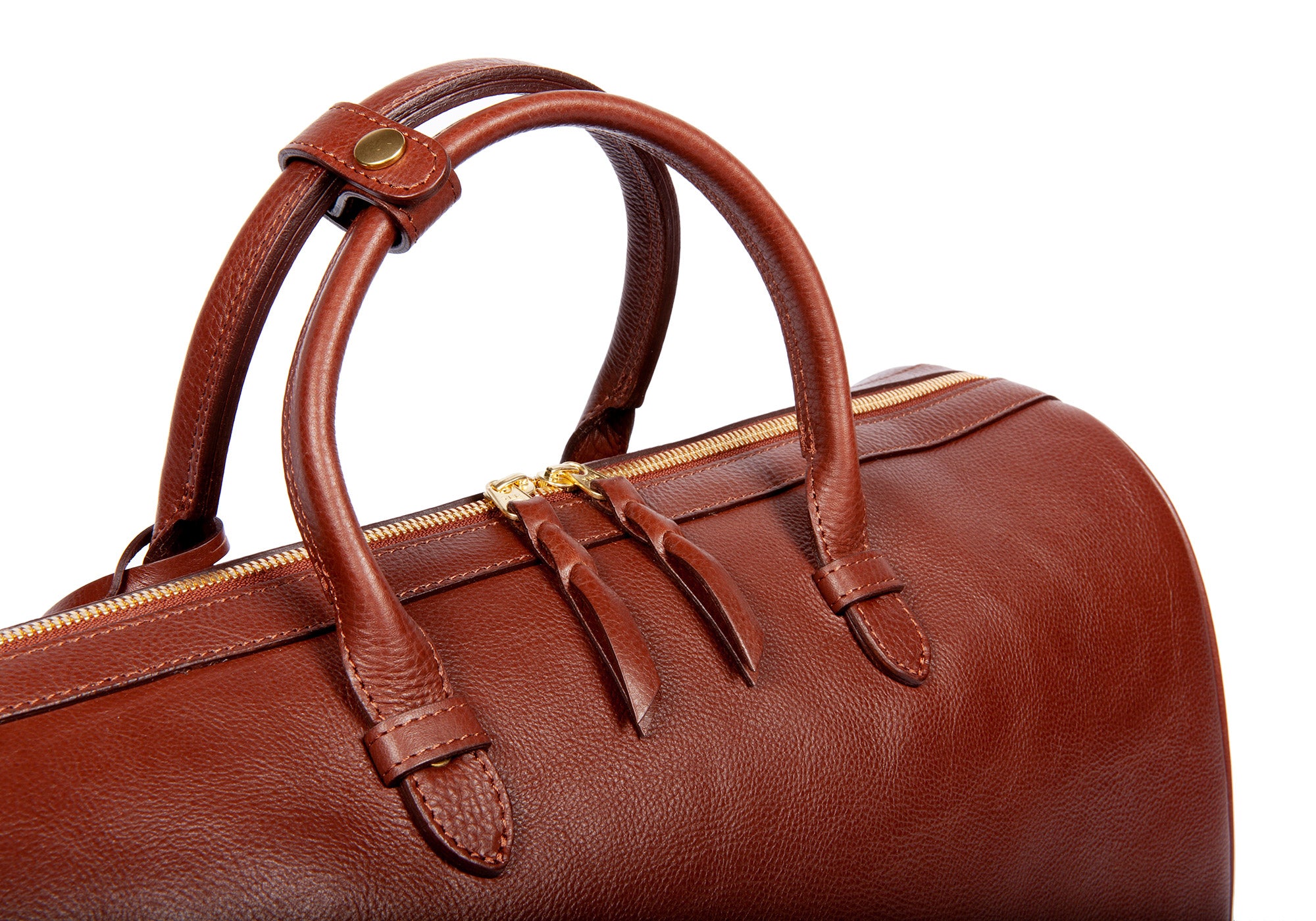 Mexico Duffle Bag, Light Brown Leather, Navy Lined, Butter Soft Leather