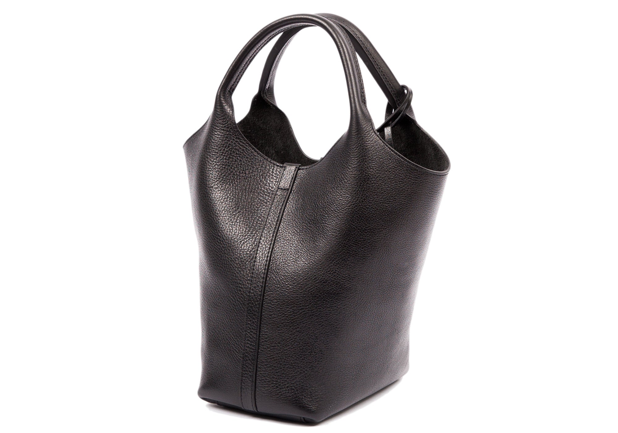 Side Leather View of The One-Piece Bag Black