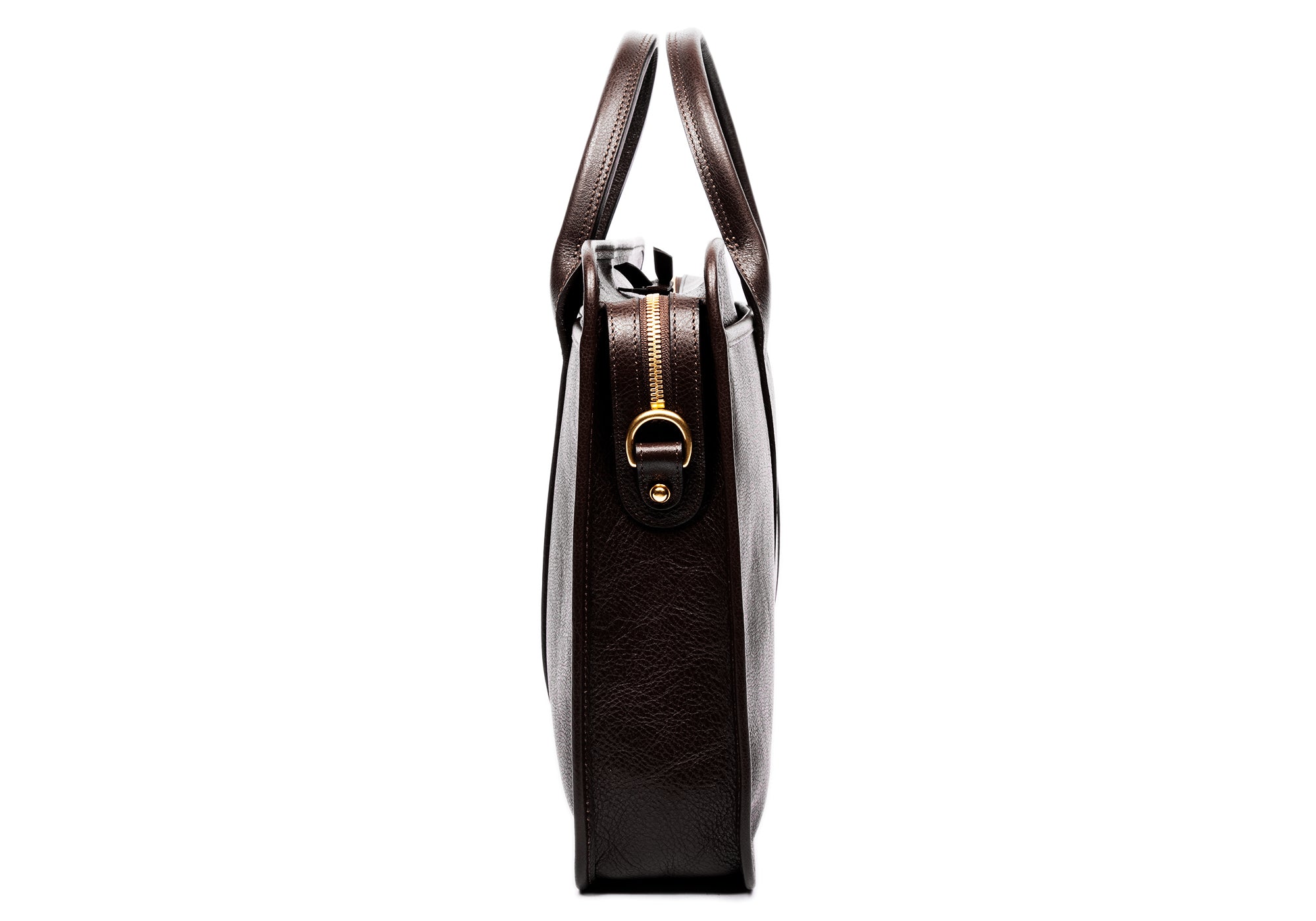 Leather Zip-Top Briefcase Chocolate