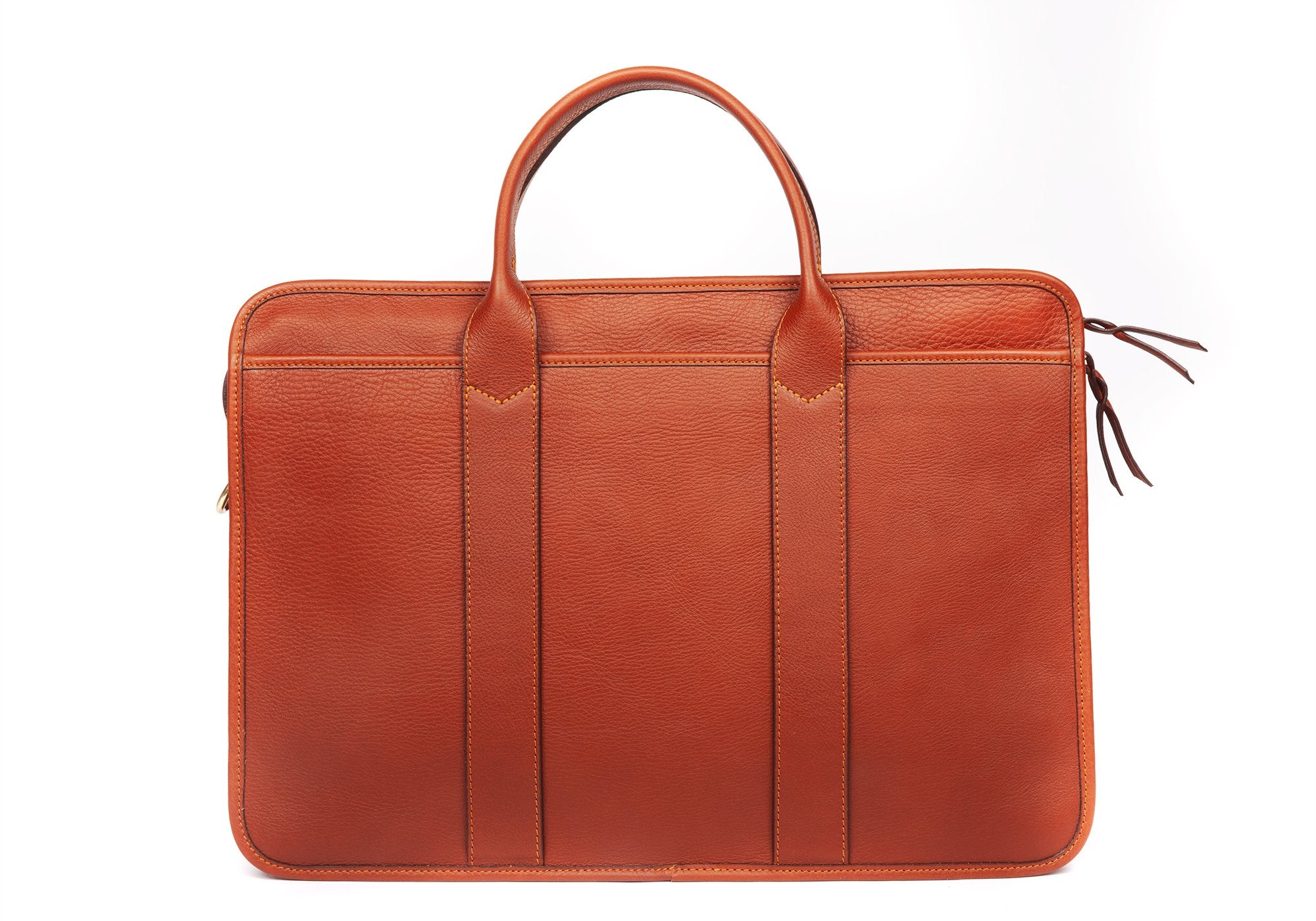 Leather Zip-Top Briefcase Saddle Tan