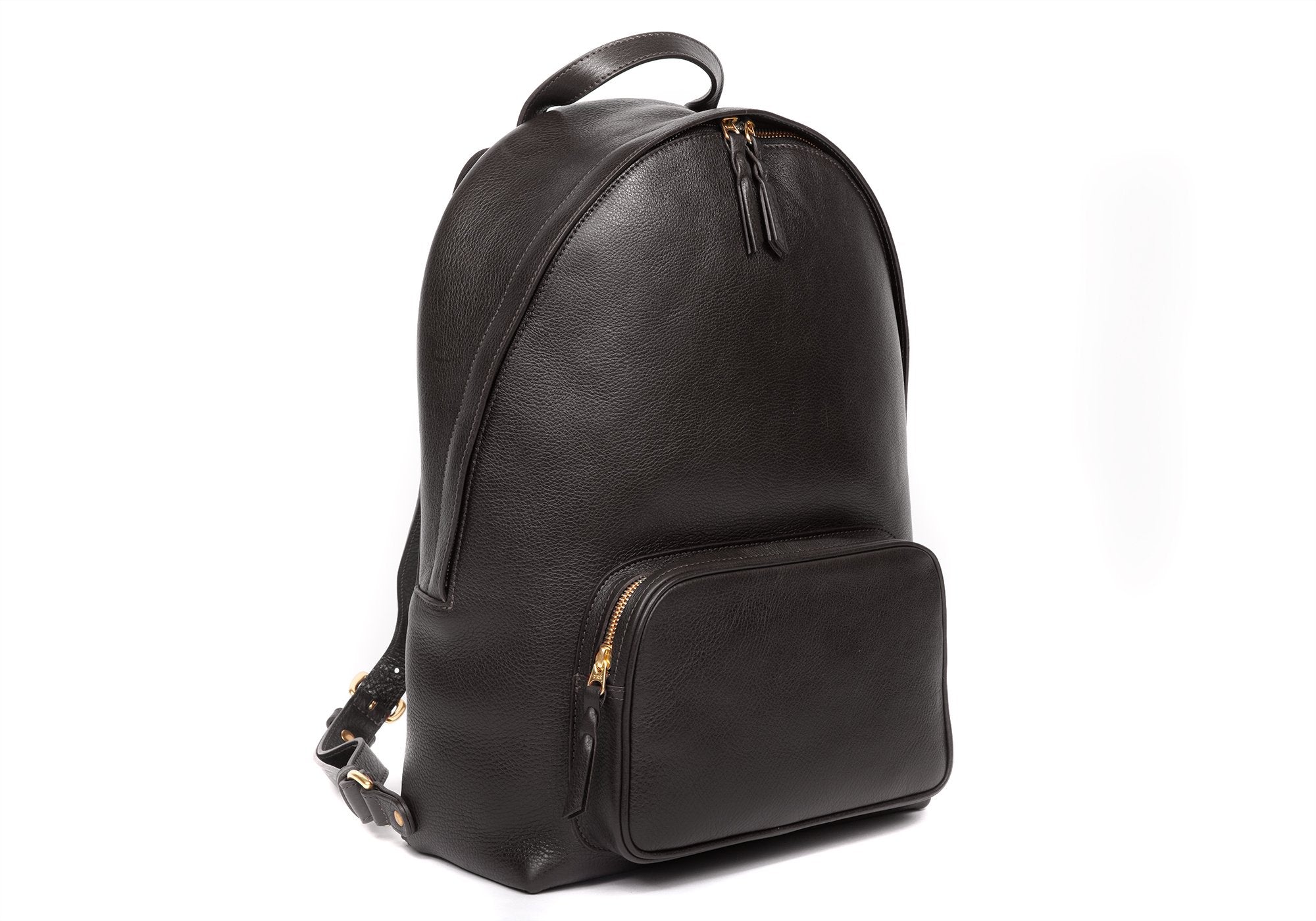 Leather Zipper Backpack Black