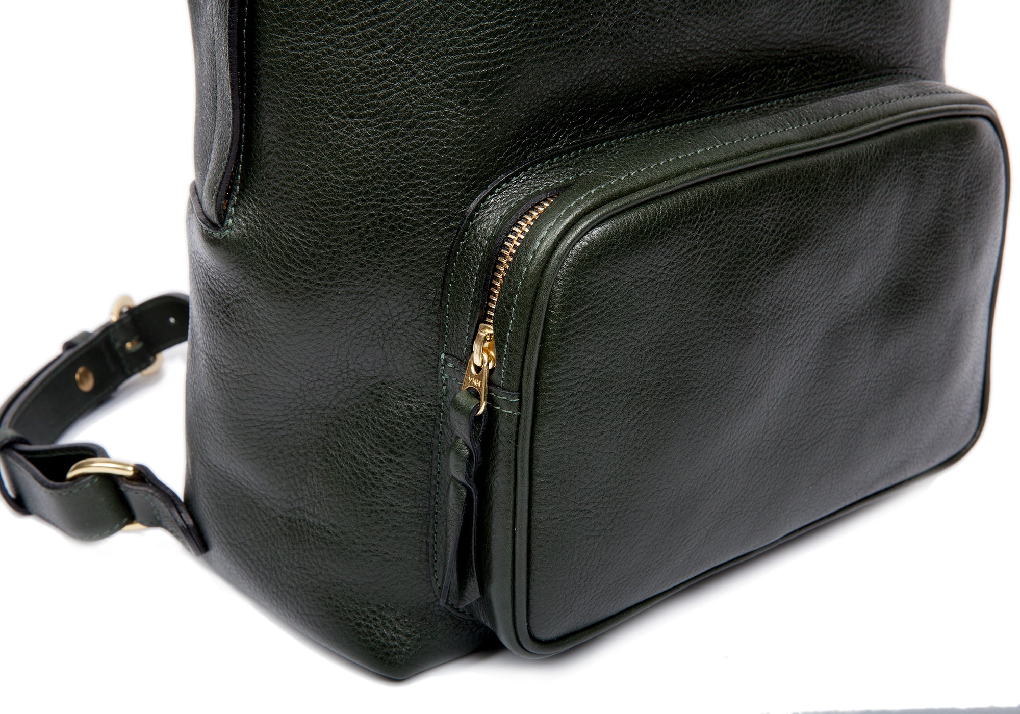 Leather Zipper Backpack Green