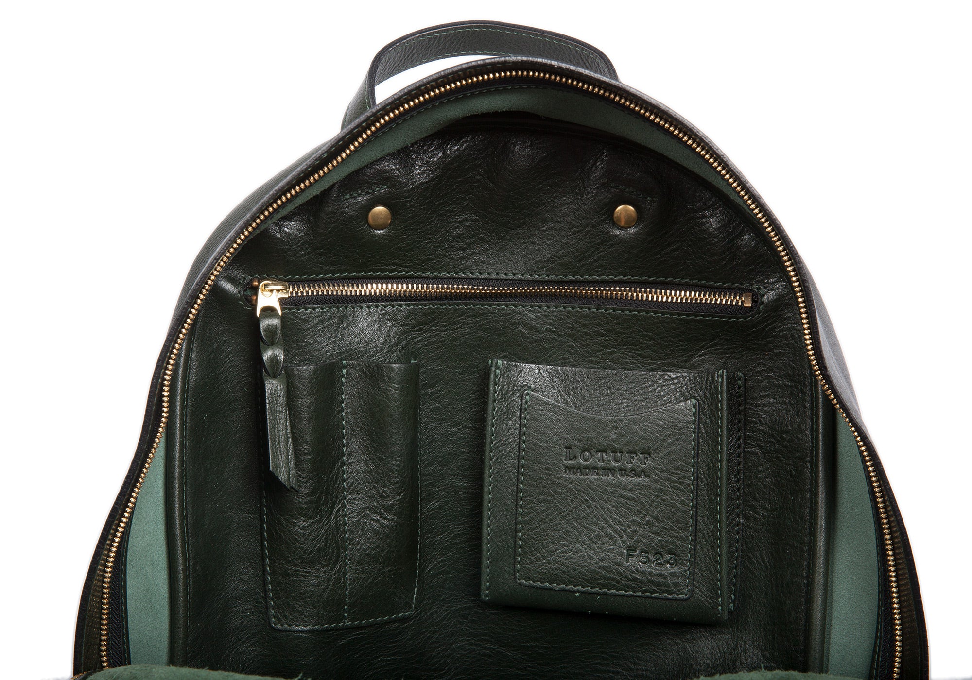 Leather Zipper Backpack Green