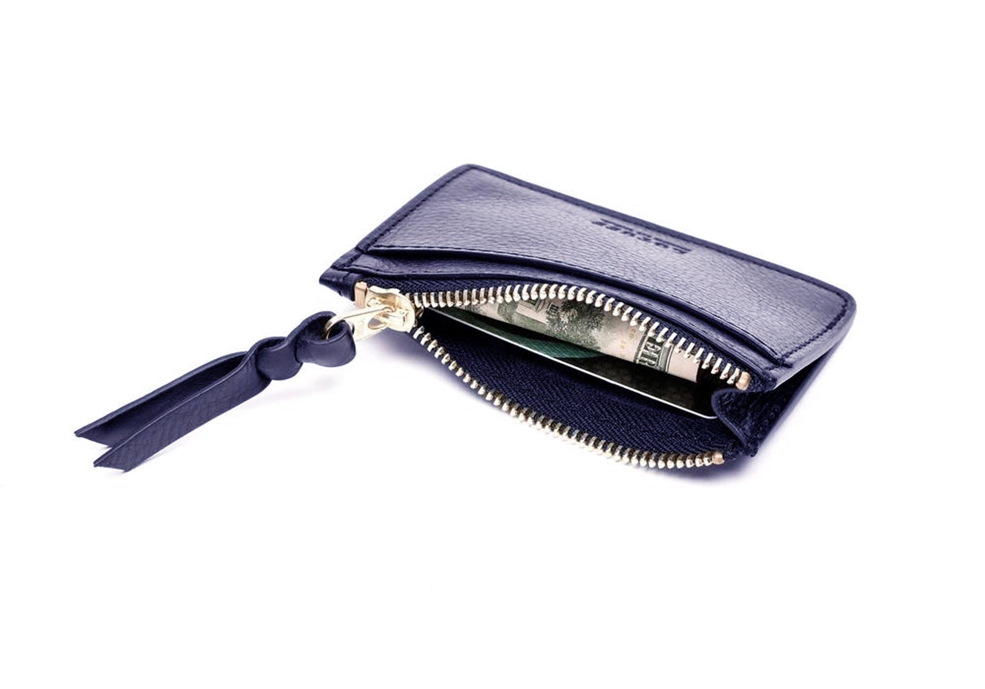 Blue Leather Zip Wallet