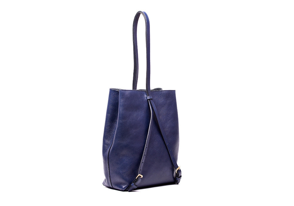 Top Leather Strap of The Sling Backpack Indigo