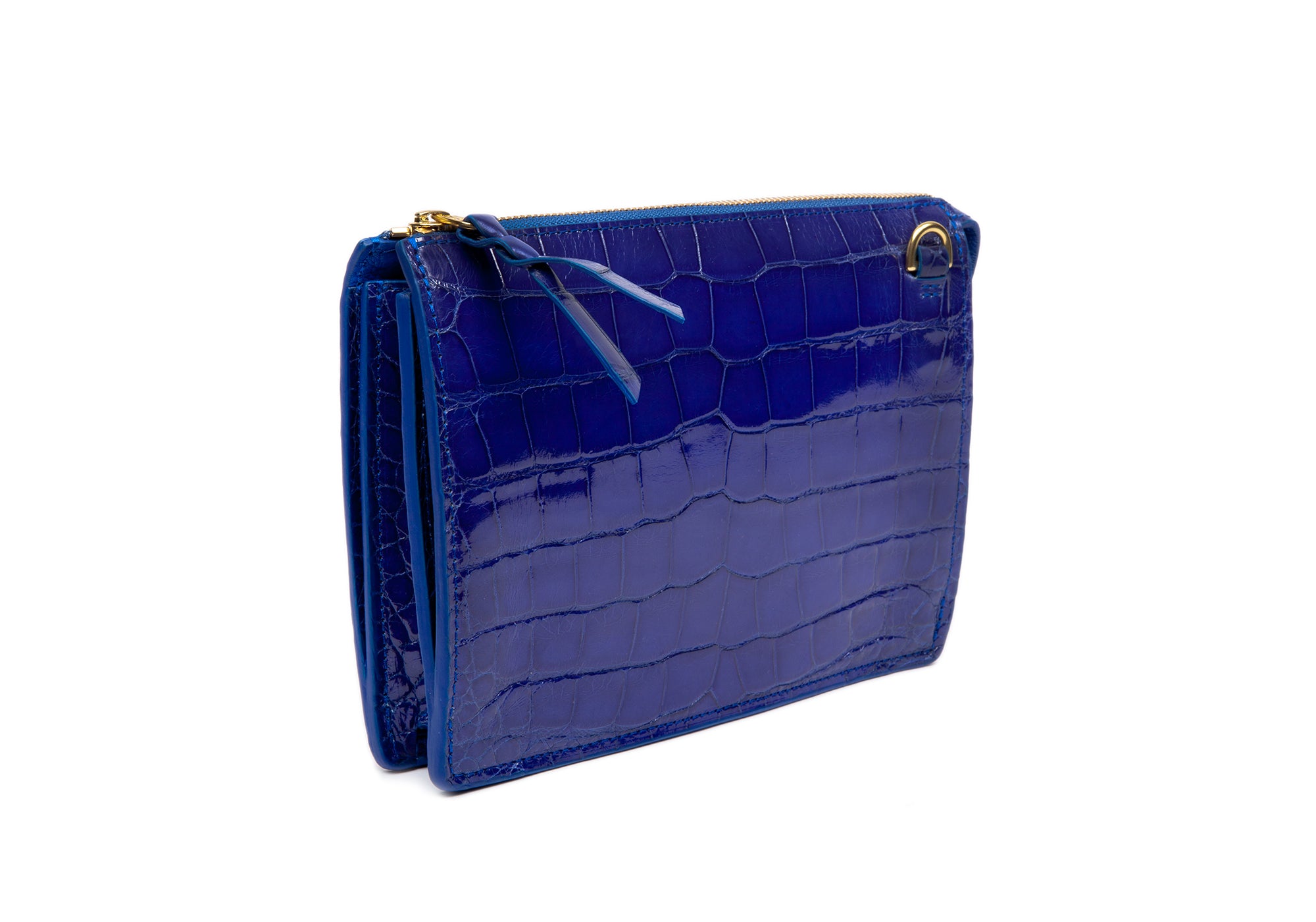 1980s Deep Blue Crocodile or Alligater Stamped Leather Clutch Bag –  Shrimpton Couture