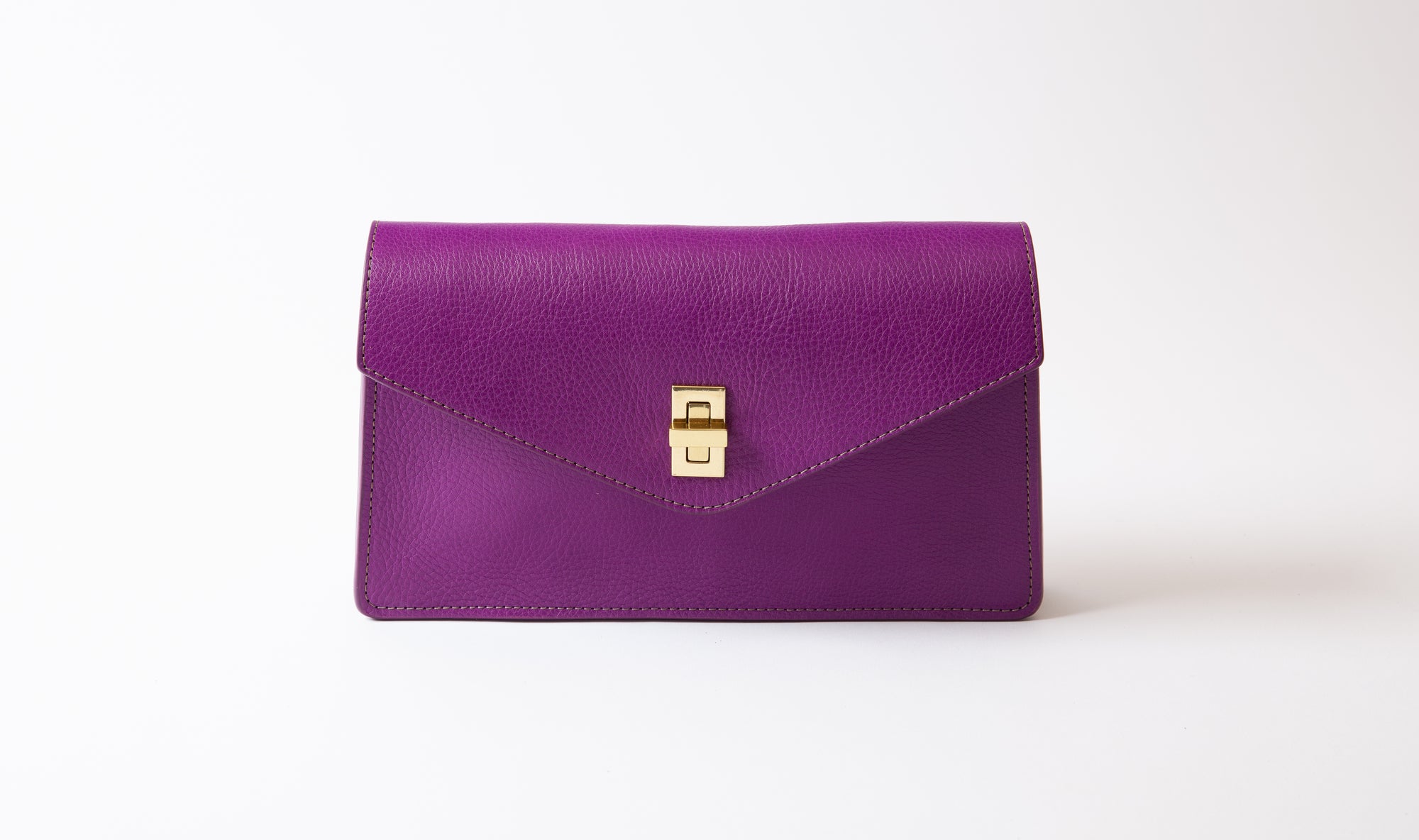 Front View of The Vincent Clutch Orchid/Olive
