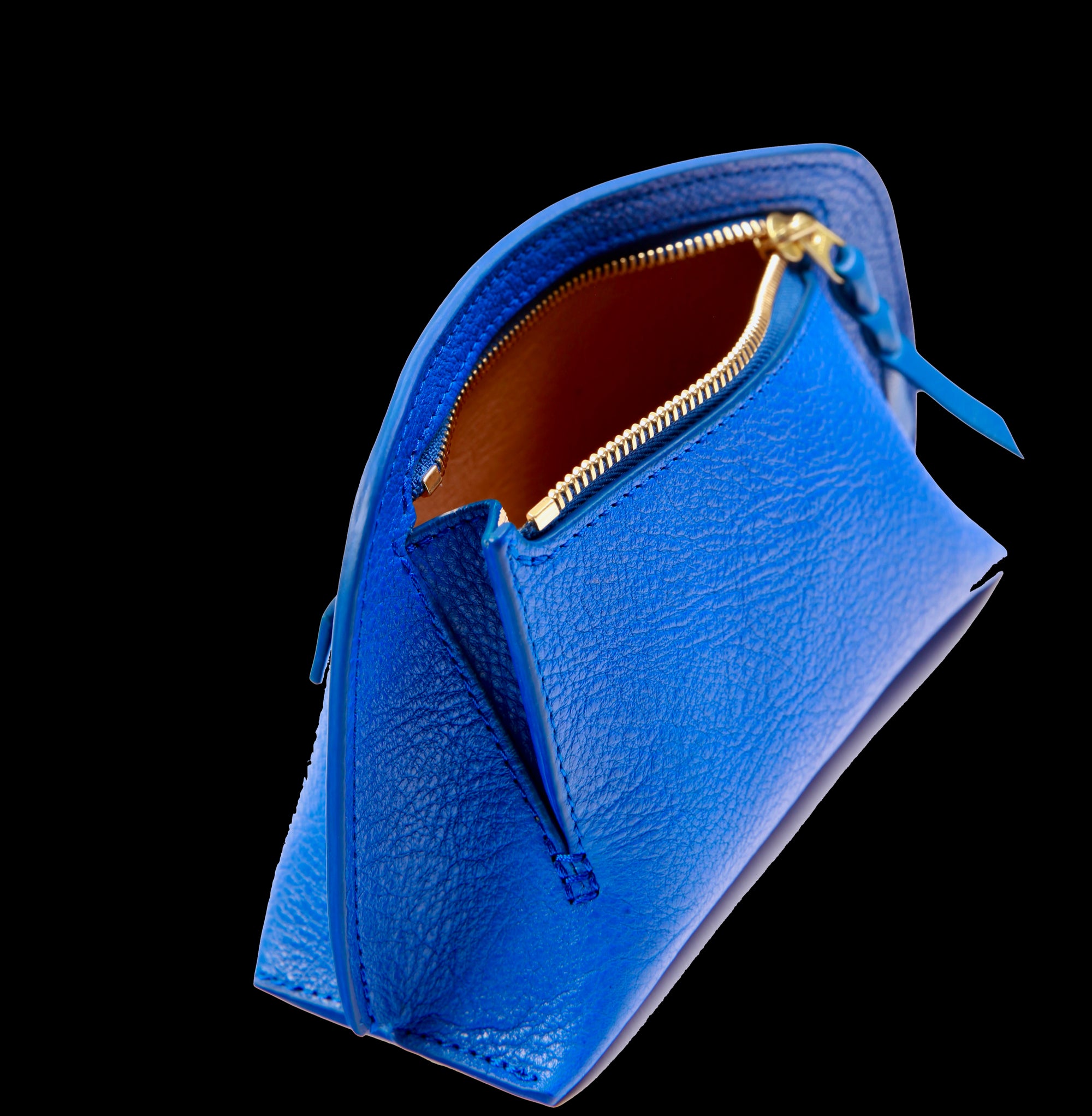 Open View of Mini Lois Pouch Electric Blue-Natural