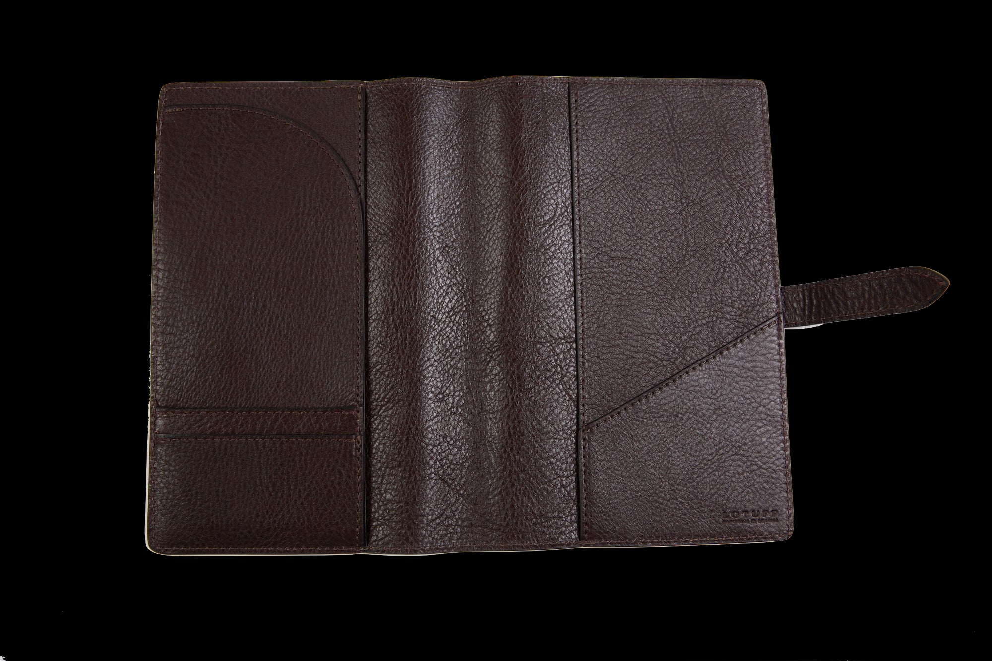 Top View of Leather Travel Journal Chocolate