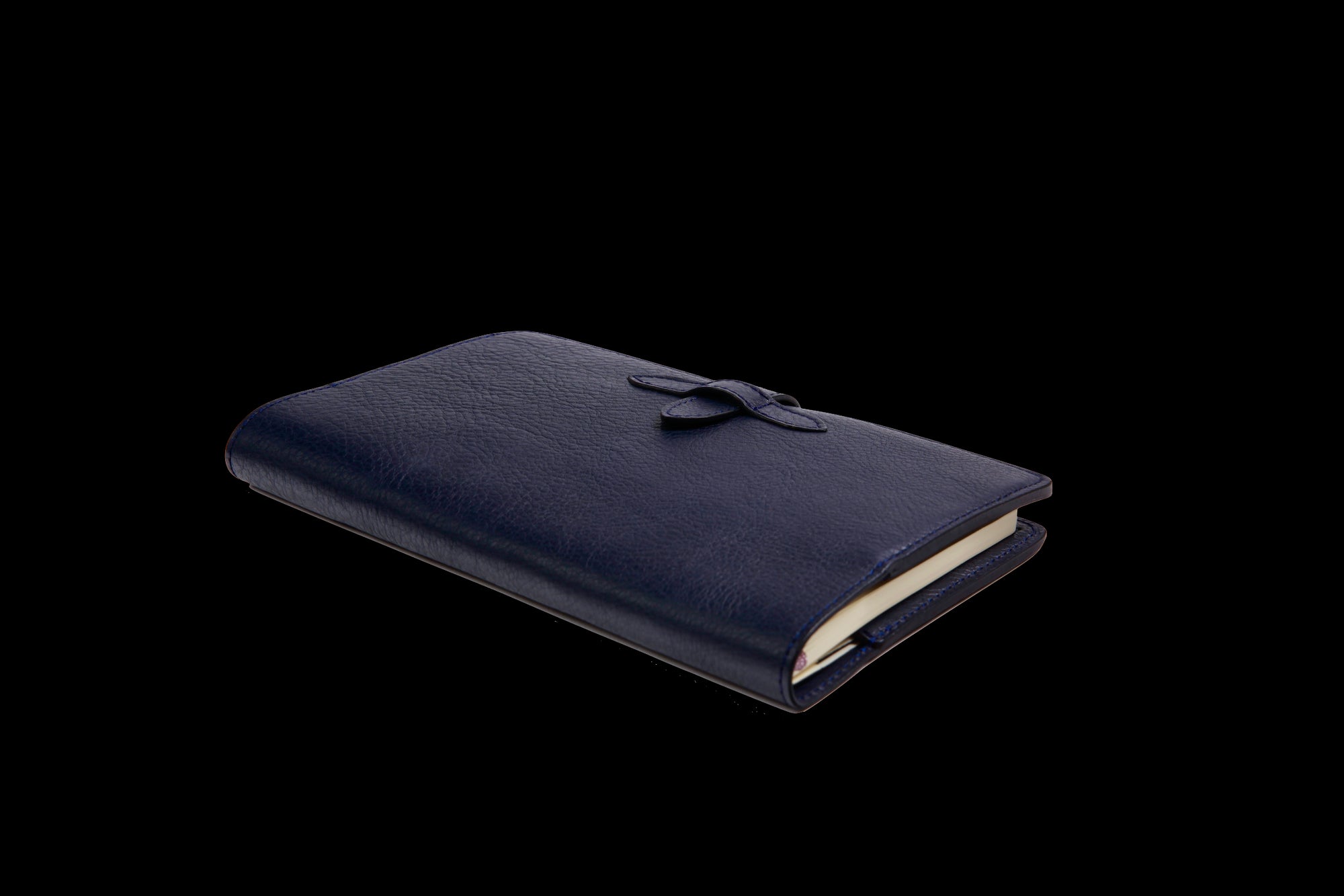 Side View of Leather Travel Journal Indigo