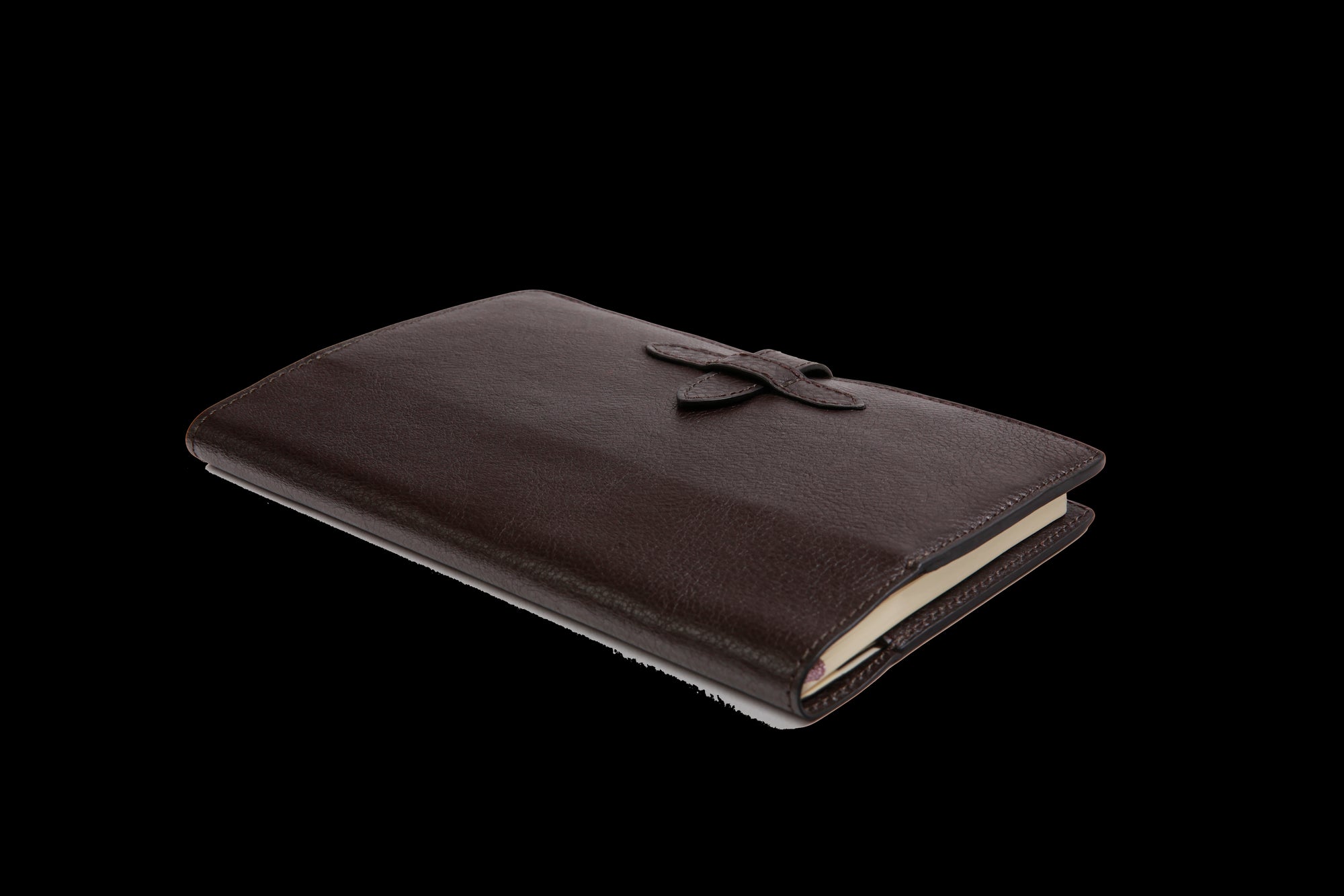 Side View of Leather Travel Journal Chocolate