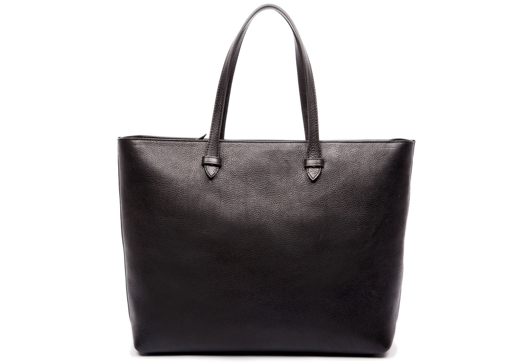 Front Leather View of No. 12 Leather Tote Black