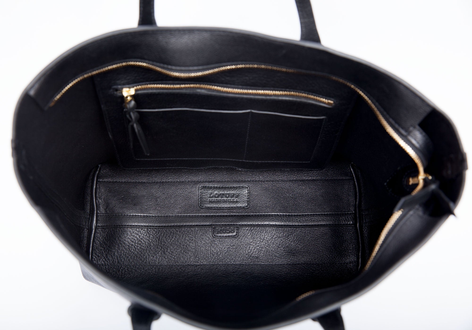 Inner Leather View of No. 12 Leather Tote Black
