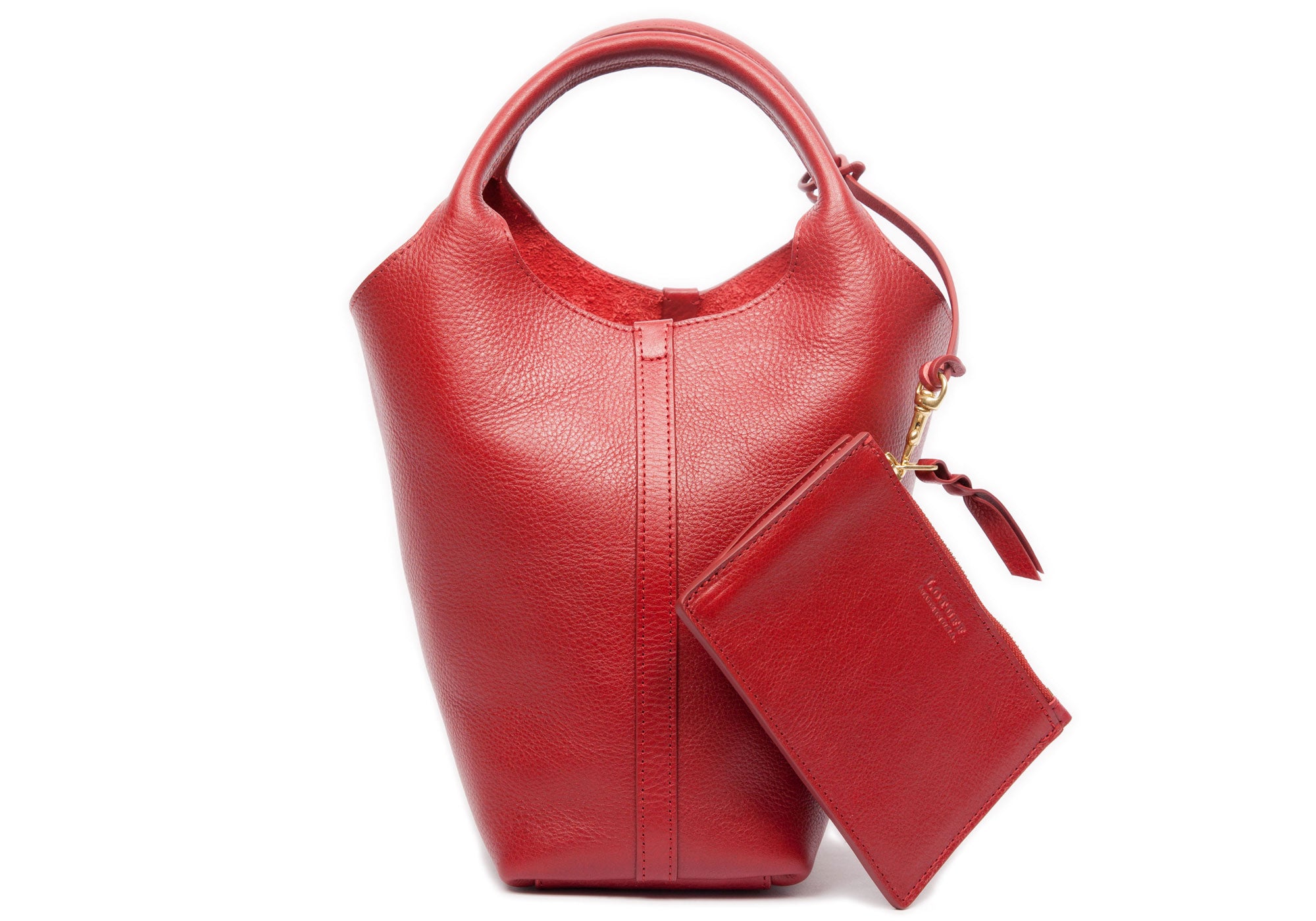 Front Leather View of The One-Piece Bag Red
