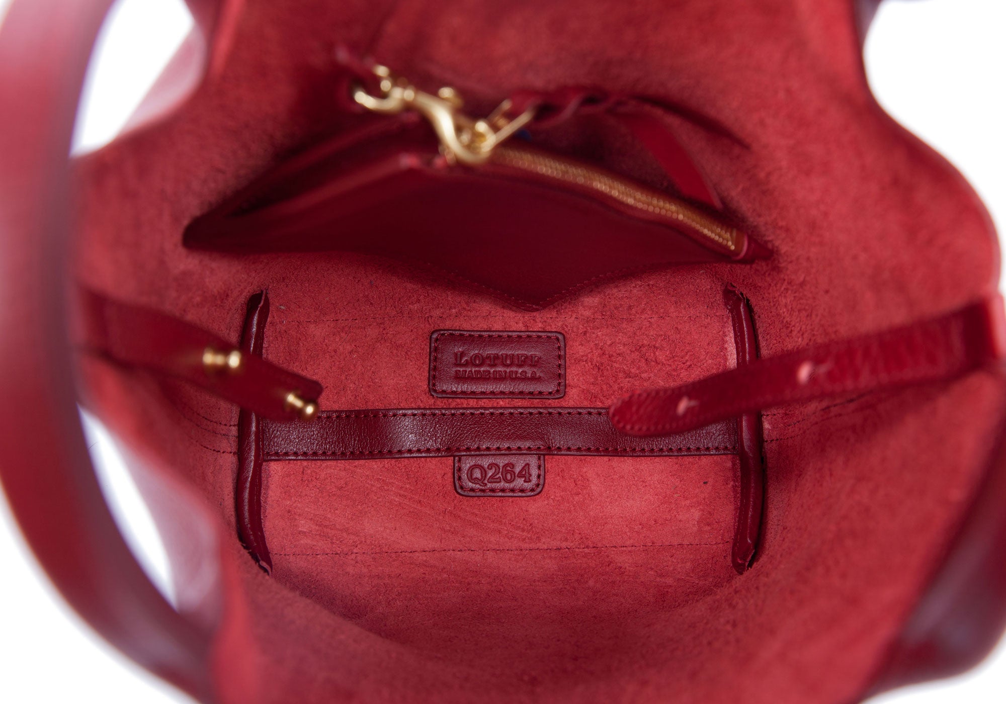 Inner Leather View of The One-Piece Bag Red