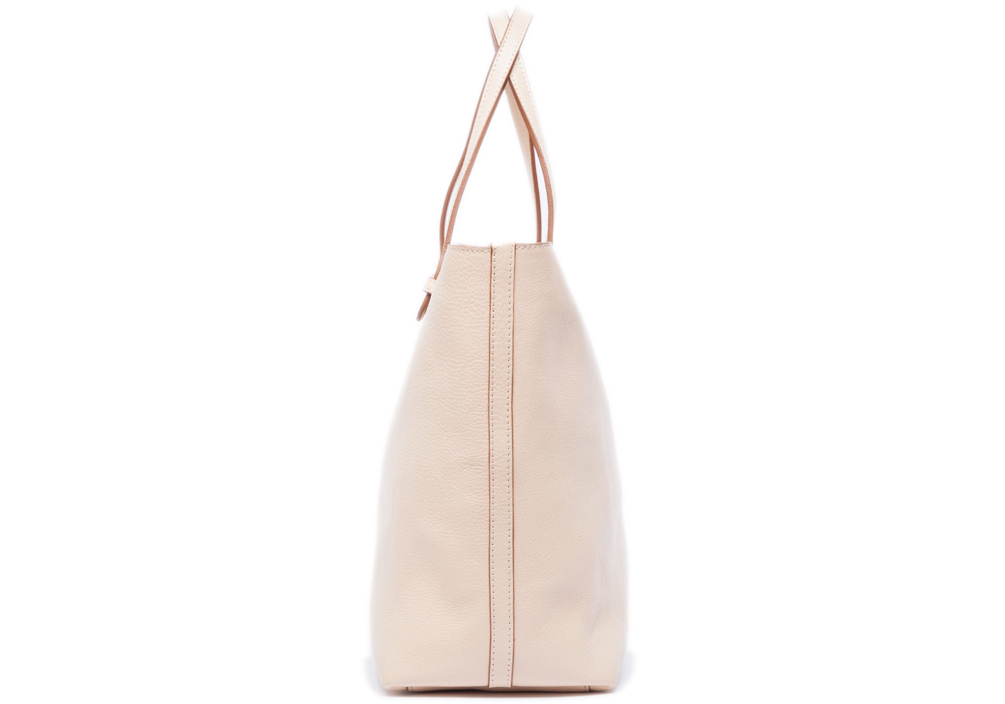Side View of No. 12 Leather Tote Natural