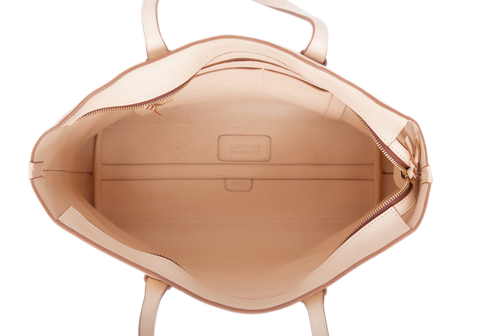 Inner Leather View of No. 12 Leather Tote Natural