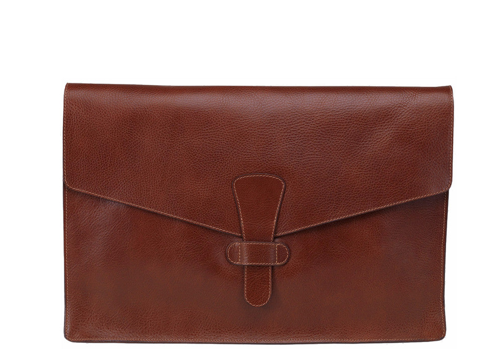Front View of 15" Leather Folder Organizer Chestnut