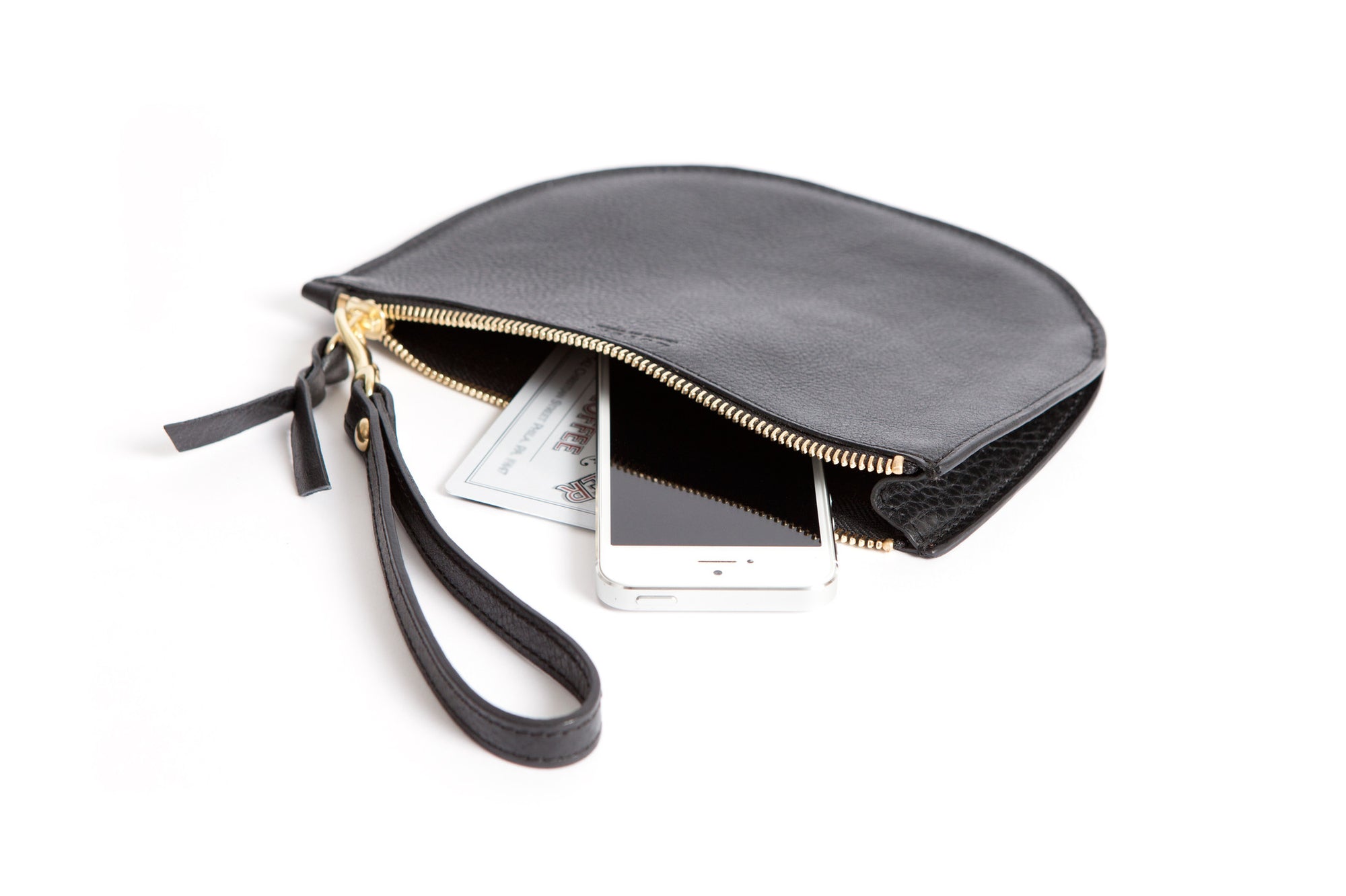 Open Full Leather  of Round Pouch Black