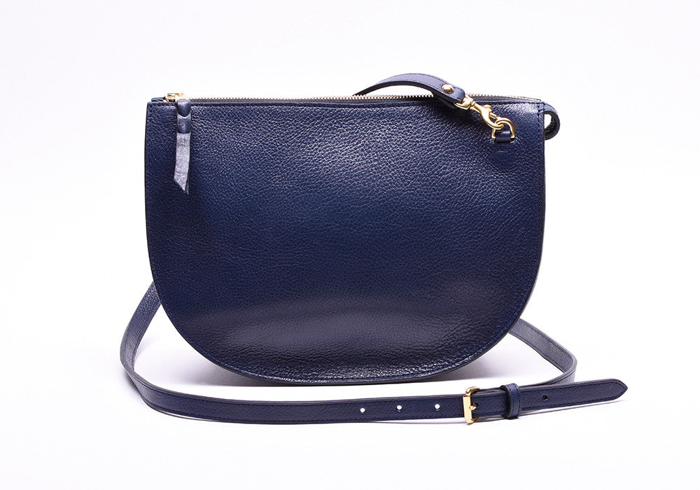 Front Leather View of The Luna Indigo-Electric Blue