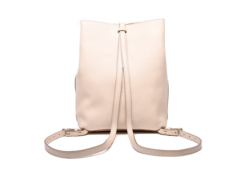 Back Leather Straps of The Sling Backpack Natural