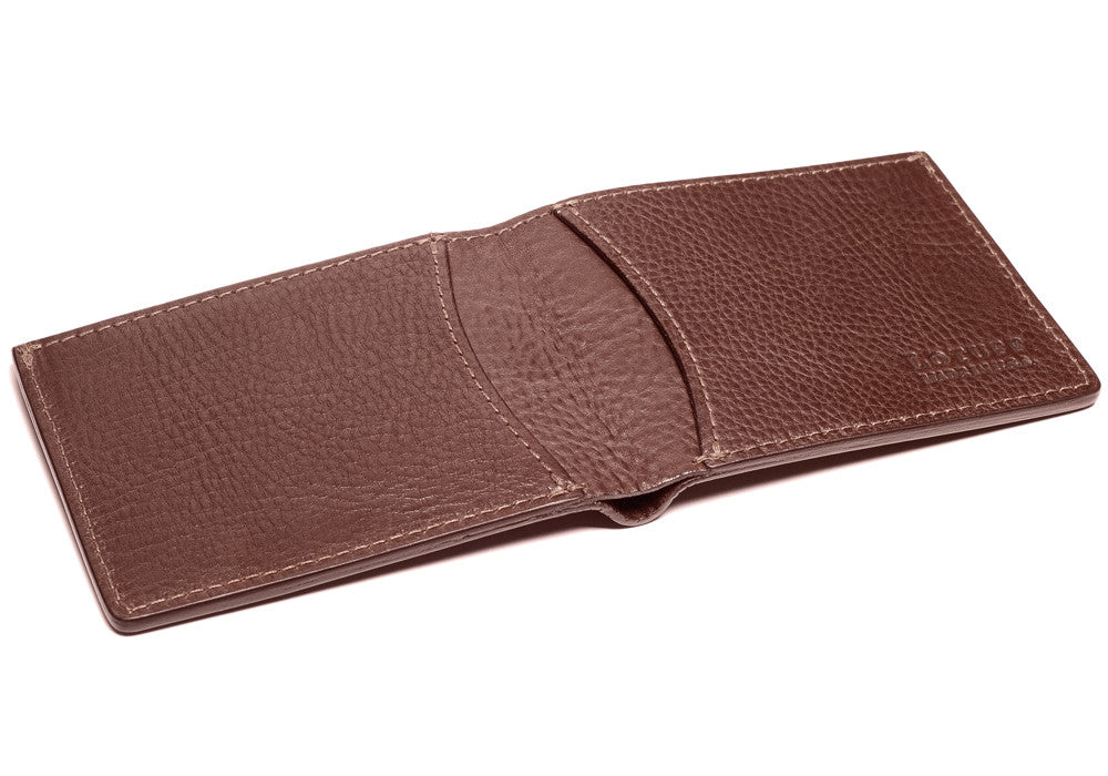 Front View of Two-Pocket Leather Bifold Wallet Chestnut