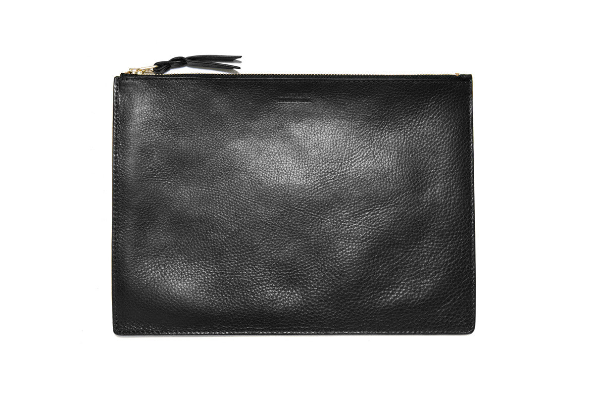 Front Leather View of No. 9 Pouch Black