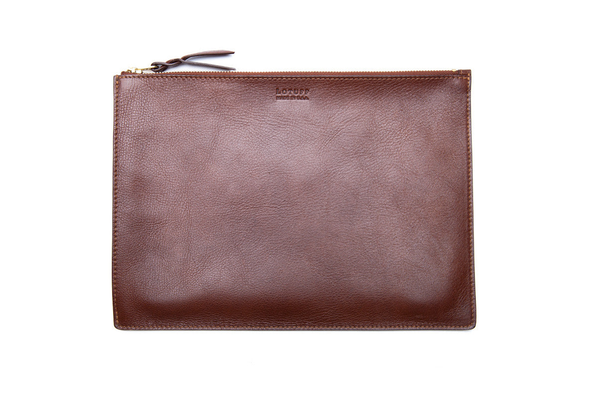 Front Leather View of No. 9 Pouch Chestnut