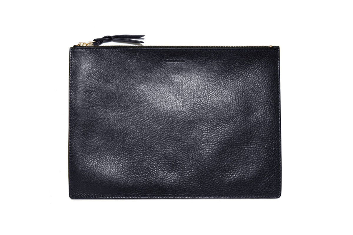 Front Leather View of No. 9 Pouch Navy