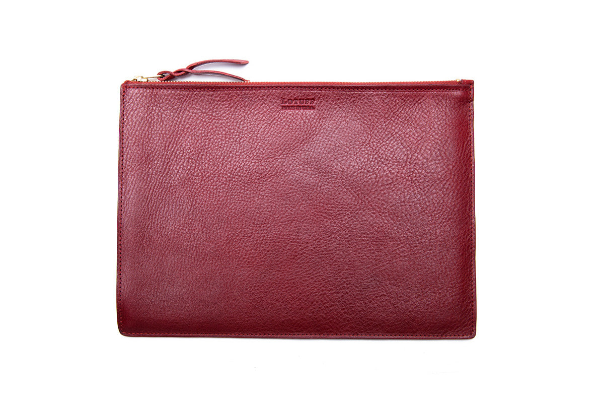 Front Leather View of No. 9 Pouch Red