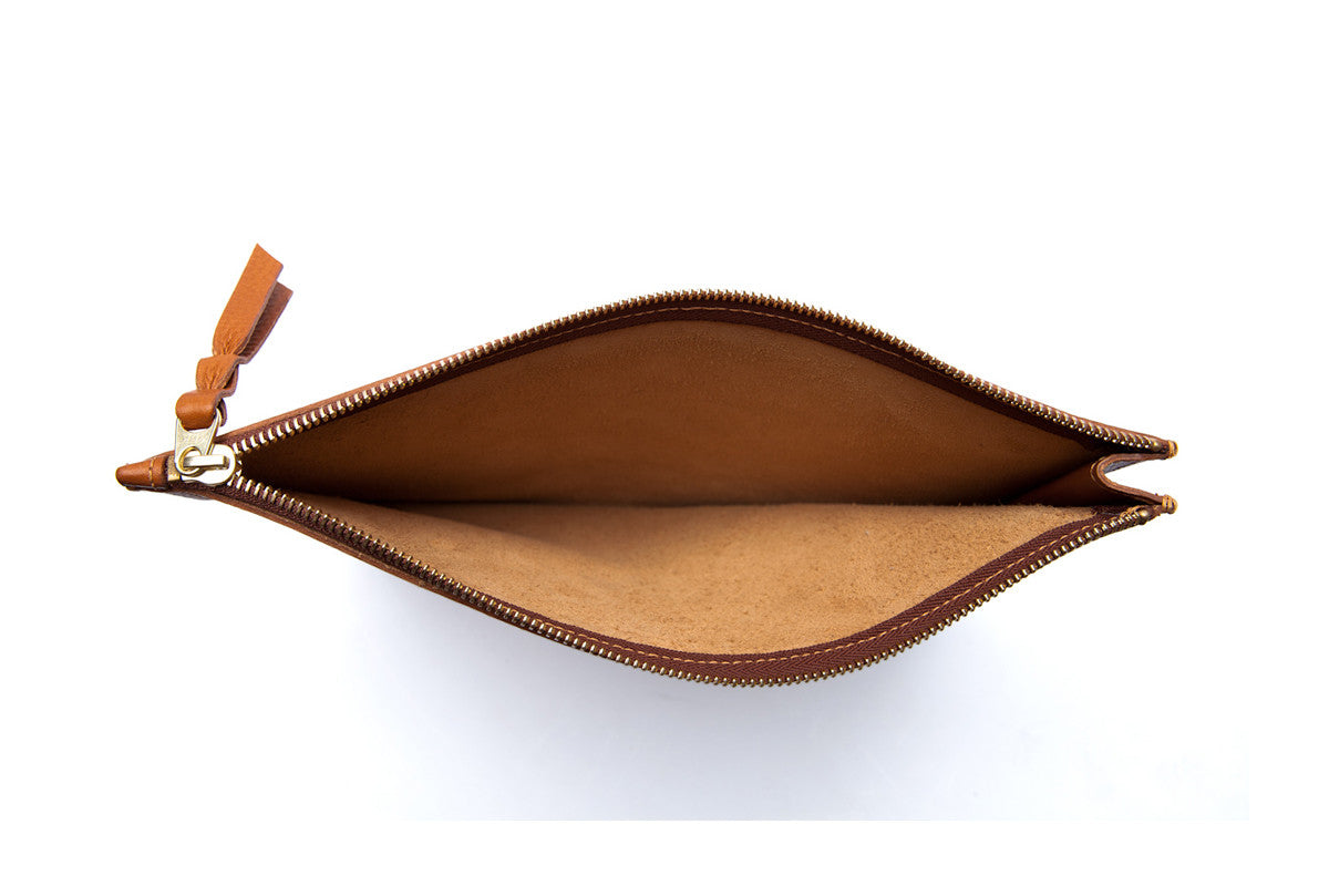 Inner Leather View of No. 9 Pouch Tan