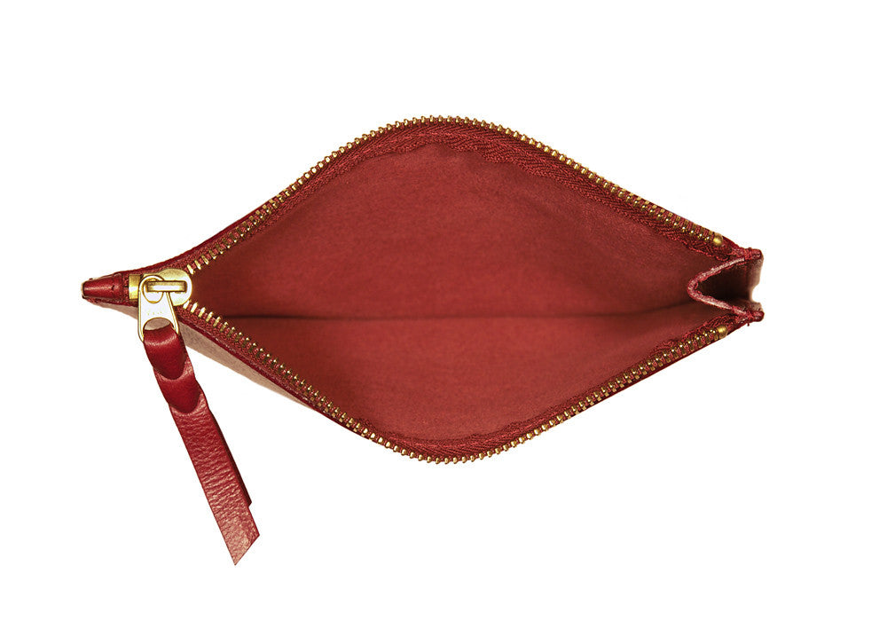 Inner Leather View of No. 8 Pouch Red