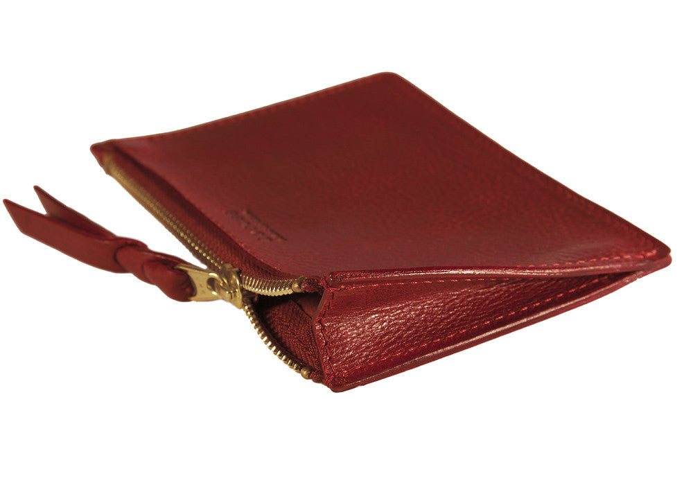 Front Leather View of No. 8 Pouch Red