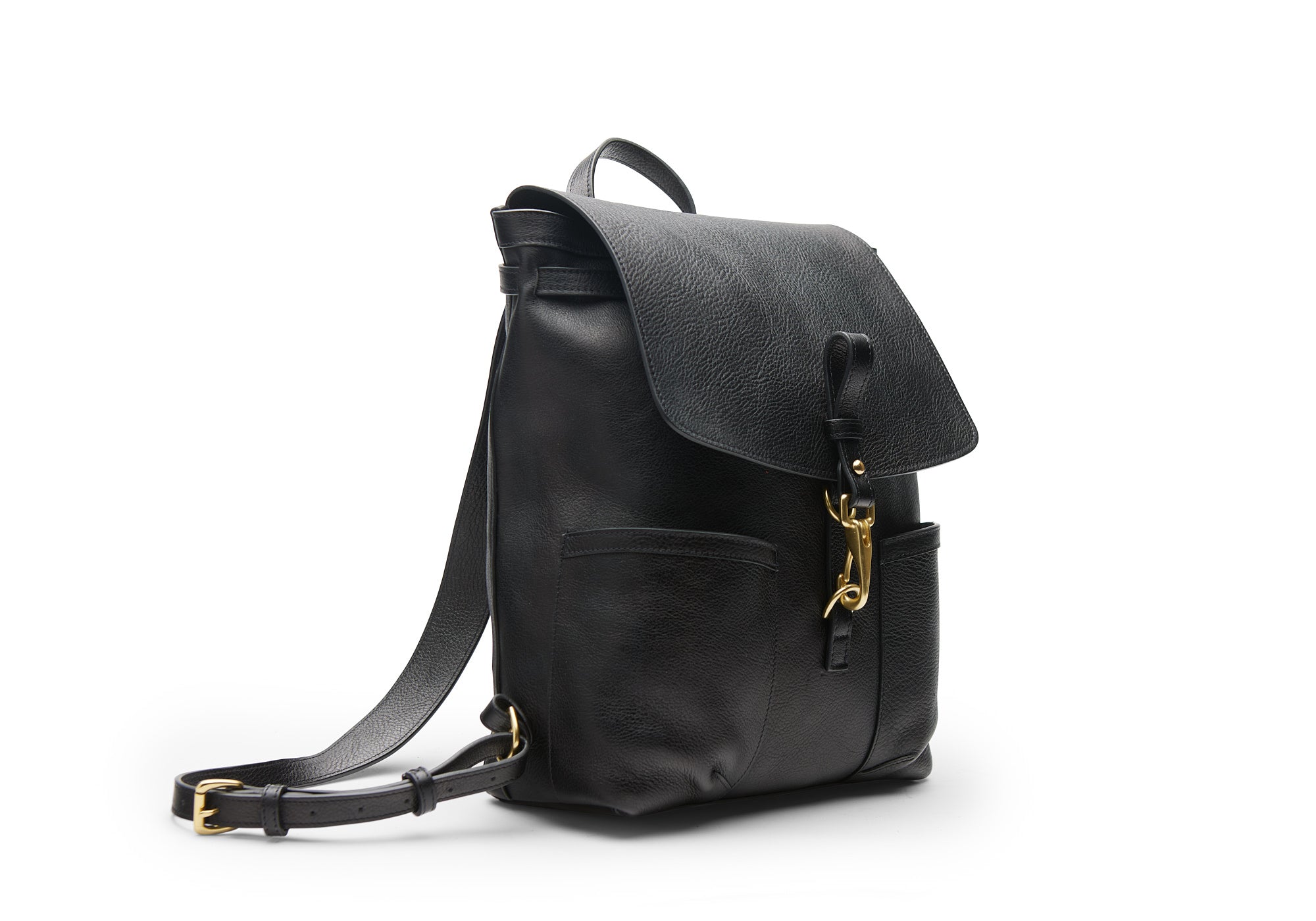 Full View of Leather No. 5 Knapsack Black