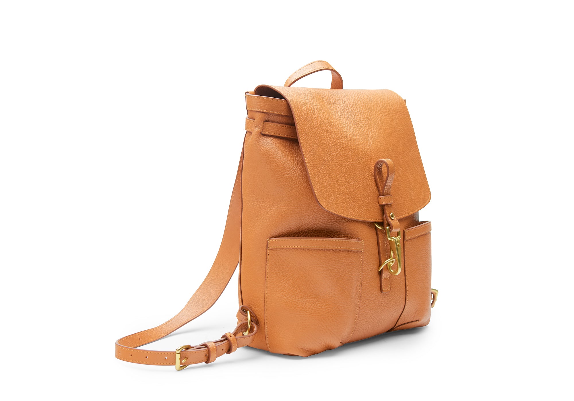 Full View of Leather No. 5 Knapsack Camel