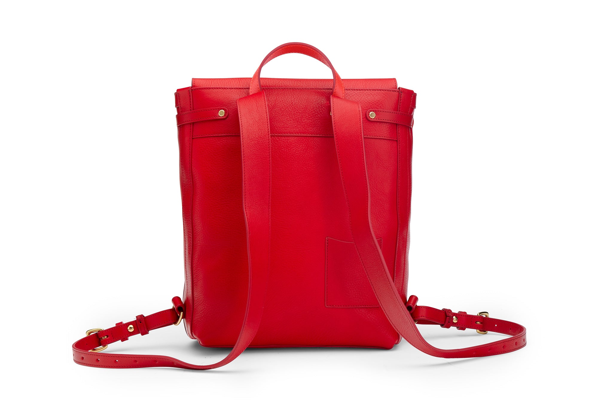 Back View of Leather No. 5 Knapsack Pop Red